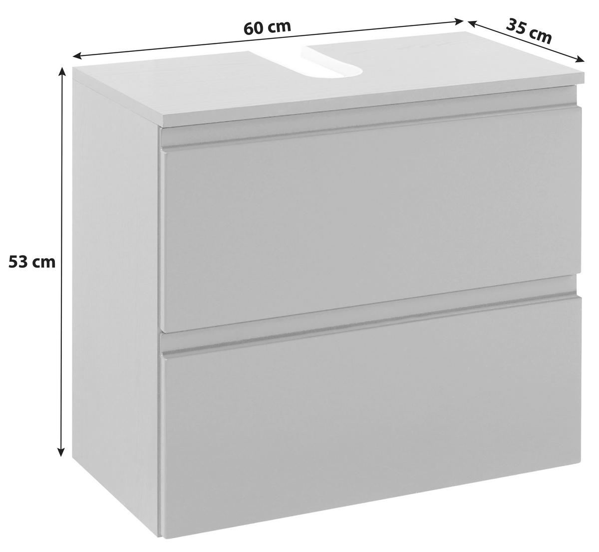 Waschbeckenunterschrank ca. 60x53 cm Cardiff Grau - Graphitfarben, Design, Holzwerkstoff (60/53/35cm) - Held