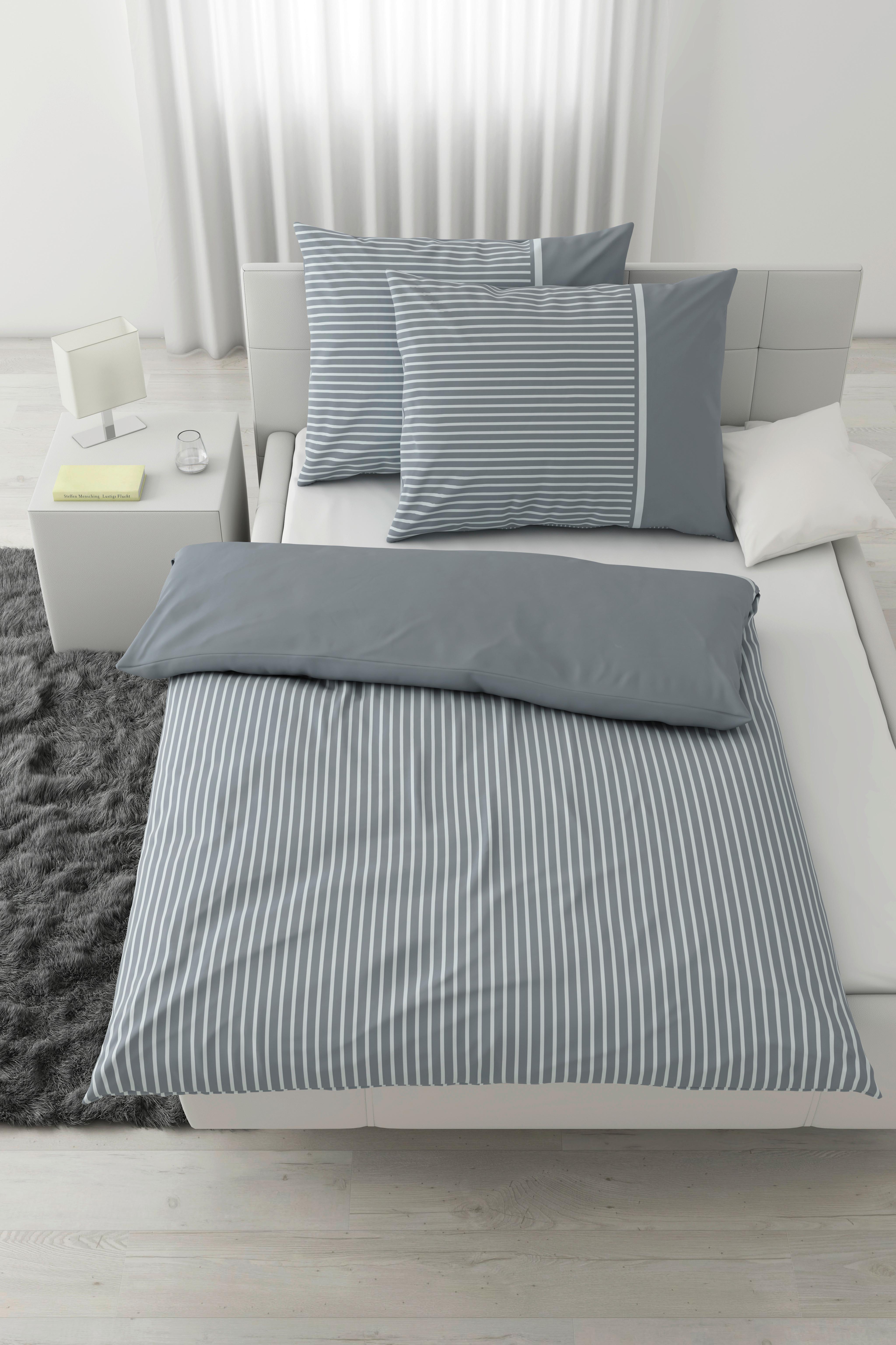 Lenjerie de pat Johannes cca. 200x220/2x50x70 cm - gri-albăstrui, Konventionell, textil (200/220cm) - Mömax