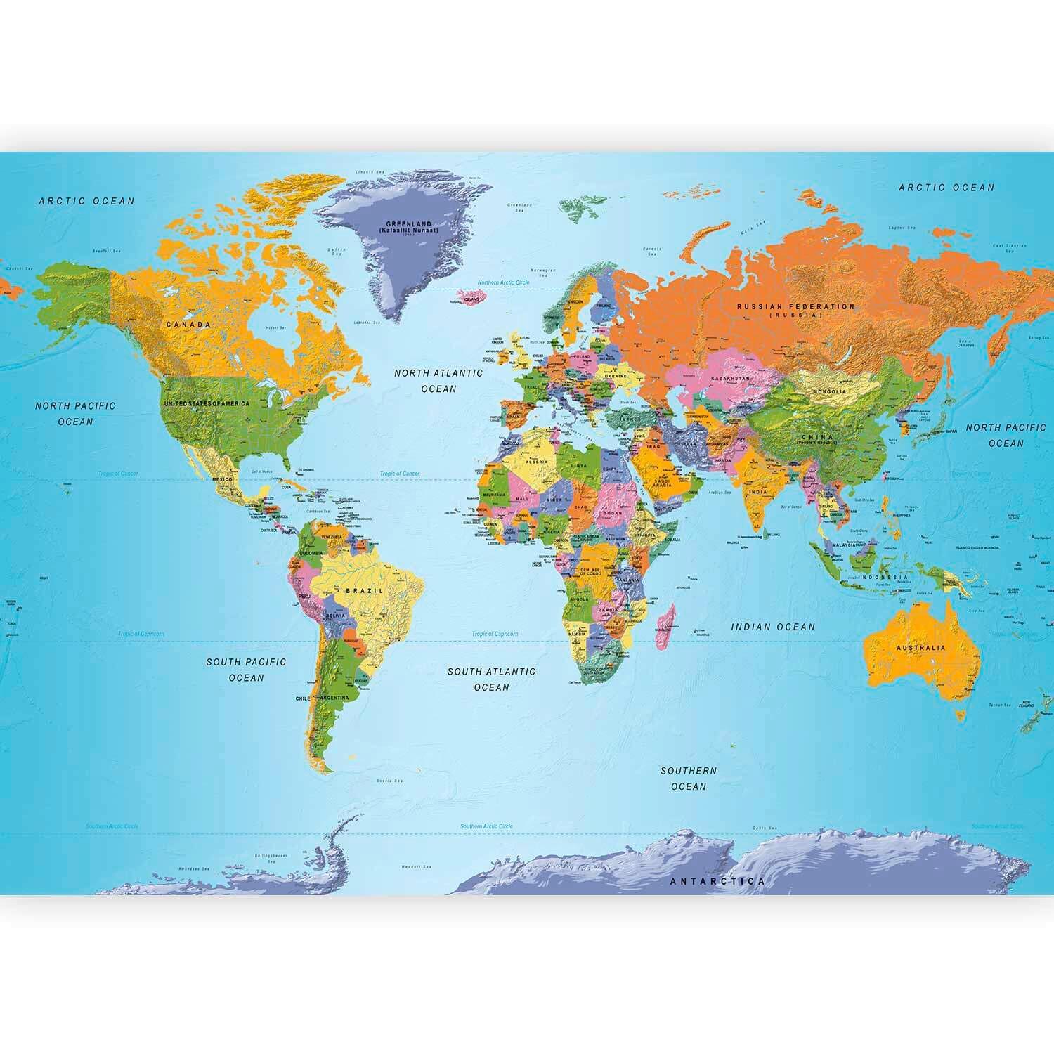 Fototapeta Colourful Geography, 300x210cm - večbarvno, Trendi, tekstil (300/210cm) - artgeist