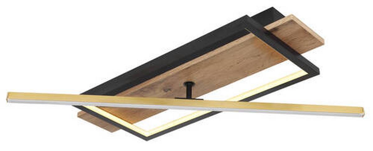 LED-DECKENLEUCHTE 67296D - Dunkelbraun/Messingfarben, Design, Holzwerkstoff/Kunststoff (60,5/20/9cm) - Globo