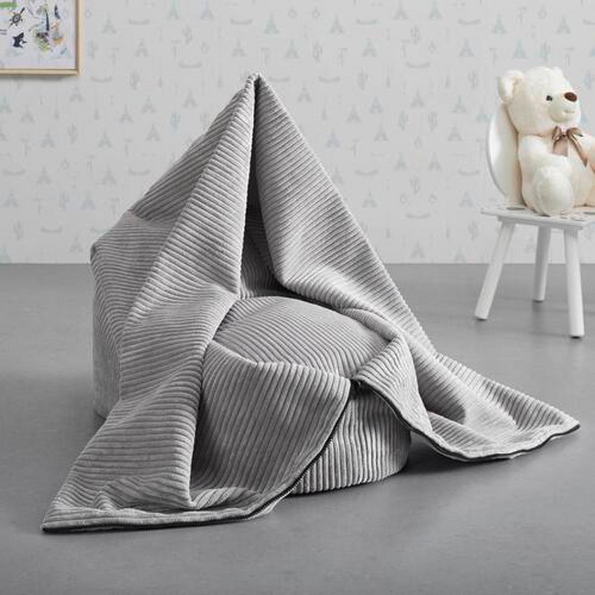 Sitzsack Capri Hellgrau Cord - Hellgrau, MODERN, Textil (45/50/80cm)