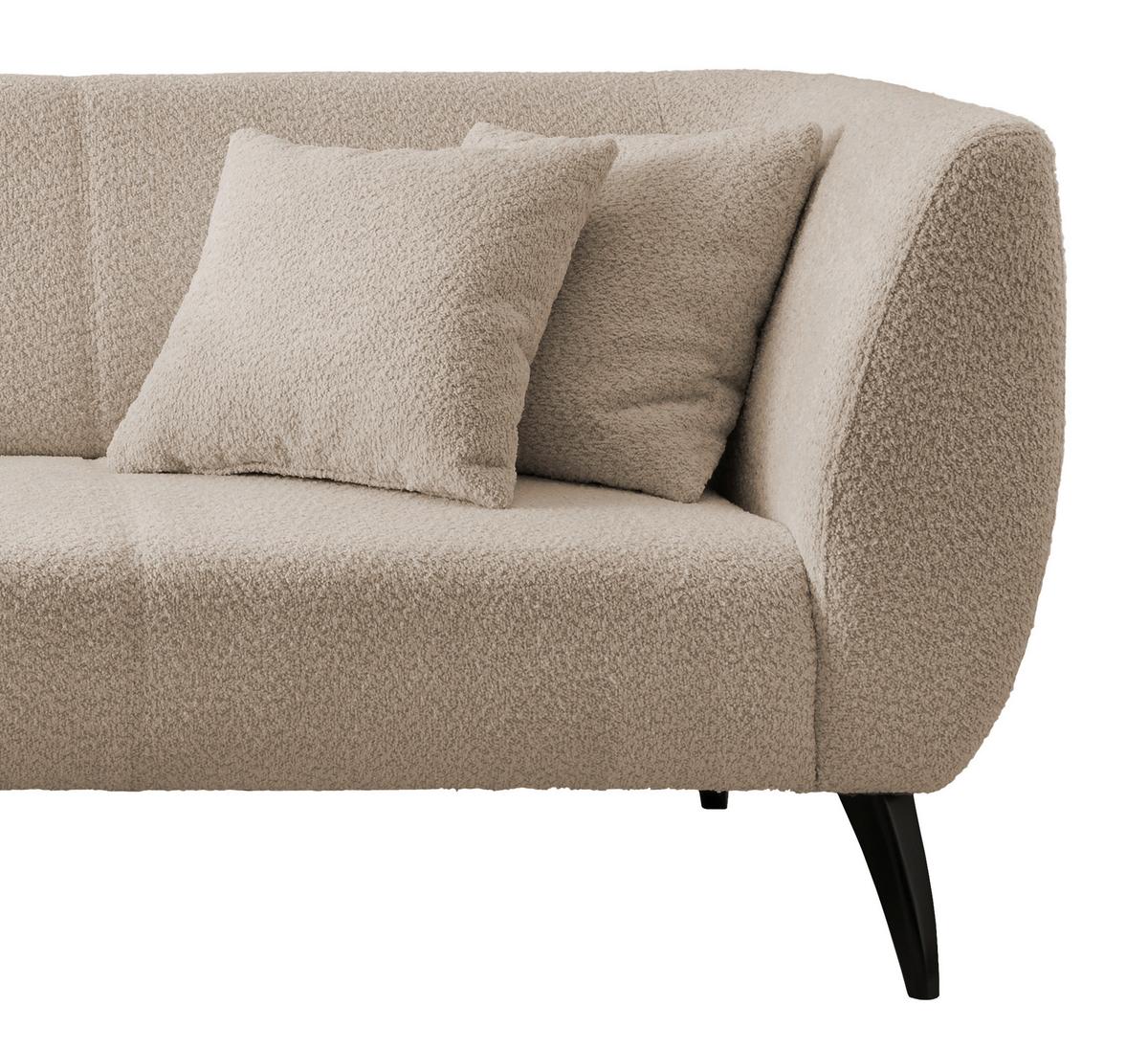 Wohnlandschaft Colori beige Bouclé - Beige/Schwarz, MODERN, Holz/Textil (160/264cm) - MID.YOU