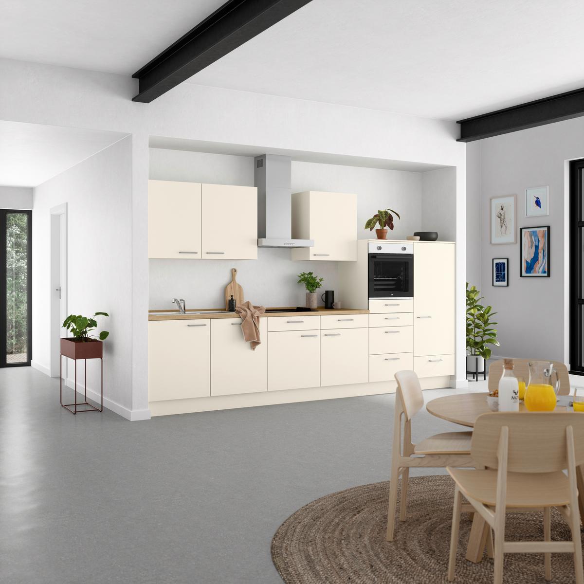 Küchenblock Touch Low m. Geräten Magnolie - Edelstahlfarben/Eichefarben, MODERN, Holzwerkstoff/Metall (360cm) - Nobilia