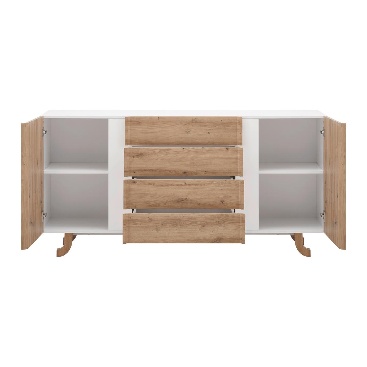 Sideboard Vira Kieferfarben/Weiß Echtholz - Weiß/Kieferfarben, MODERN, Holz (172/85/43cm) - Bessagi Home