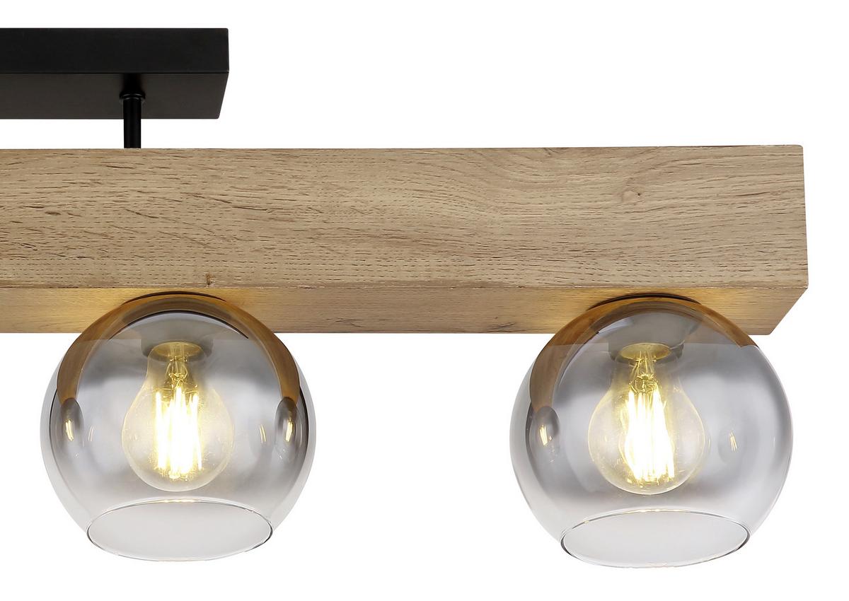 Deckenleuchte Moitas max. 40 Watt - Schwarz/Naturfarben, Natur, Glas/Holzwerkstoff (90/15/28cm) - Globo