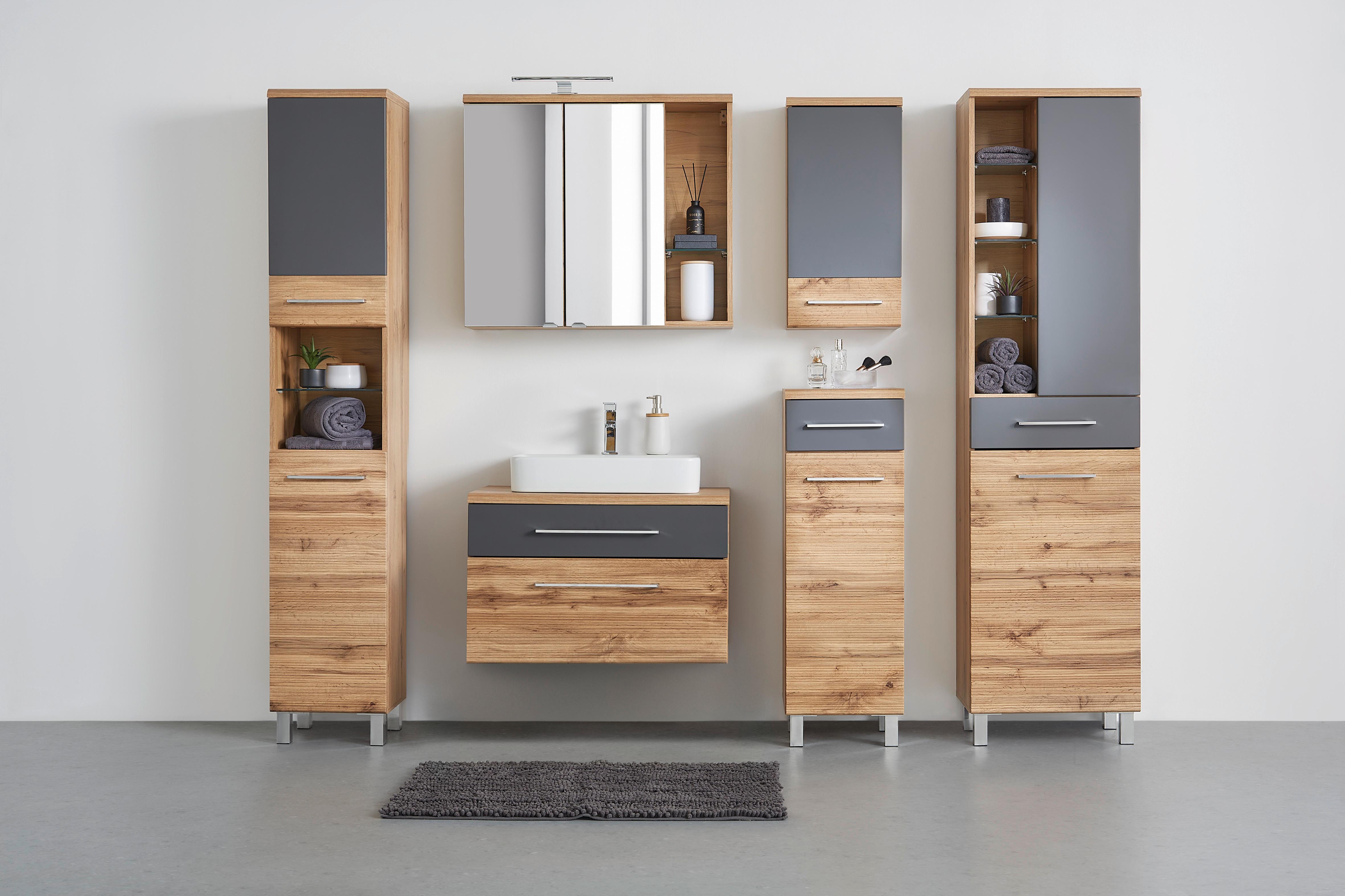 HÖGSKÅP FLOAT -EXKLUSIV- - kromfärg/antracit, Modern, metall/trämaterial (35/194/33cm) - Premium Living