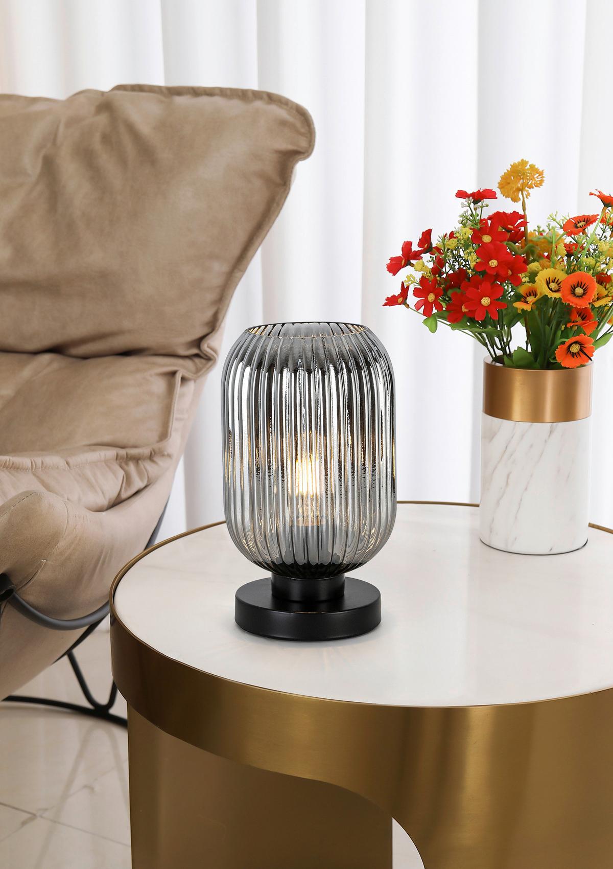 Tischleuchte Exi Schwarz/Chrom max. 25 Watt - Chromfarben/Schwarzchrom, Modern, Glas/Kunststoff (14/25cm) - Mömax