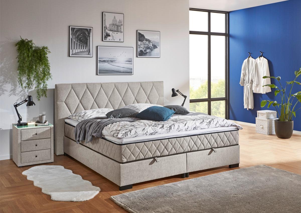 Box Krevet Maya B - svijetlo siva/crna, Konvencionalno, drvni materijal/drvo (180/200cm) - Modern Living