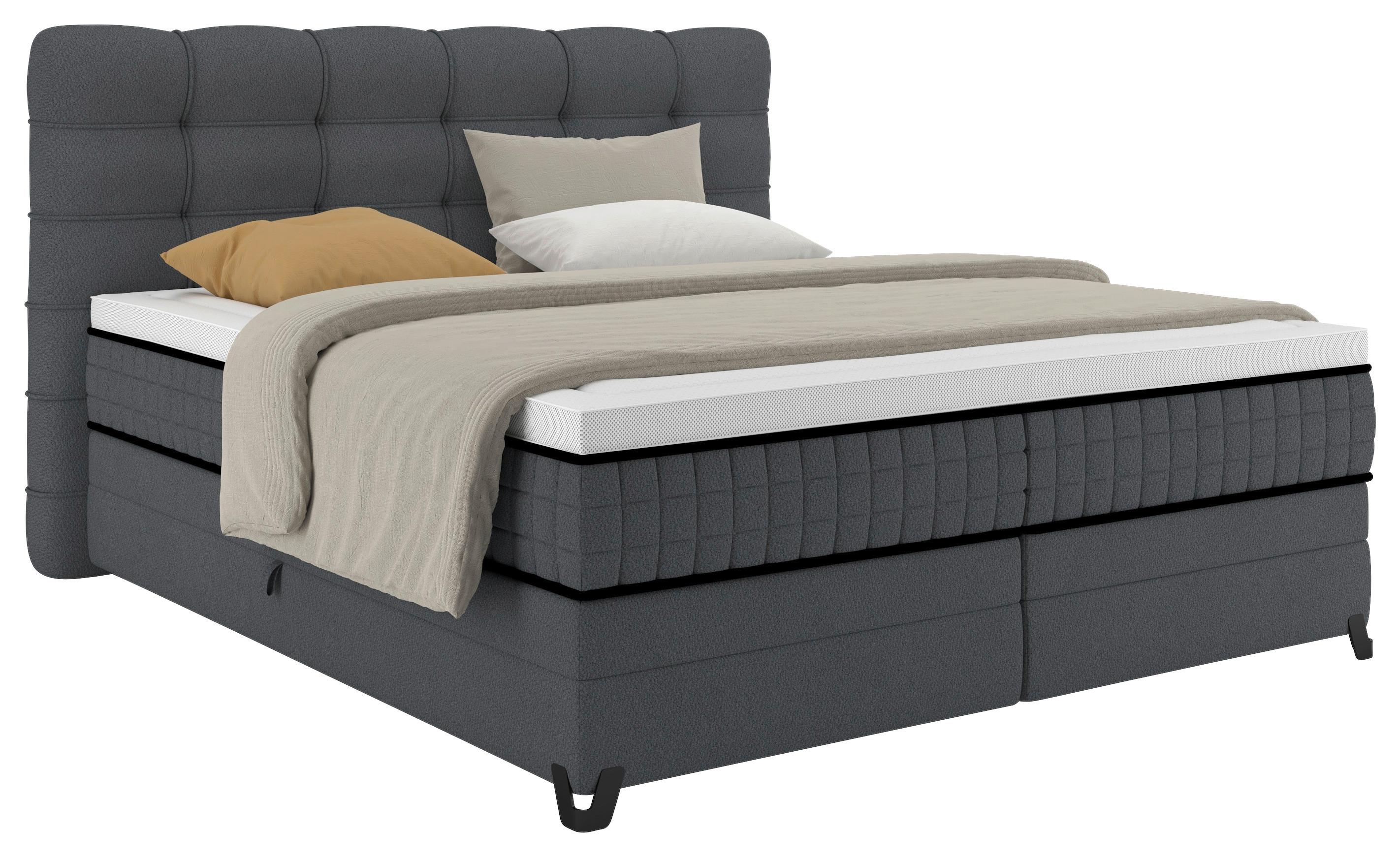 Boxspringbett Carmen C Anthrazit ca. 180x200cm - Anthrazit, KONVENTIONELL, Holz/Holzwerkstoff (180/200cm) - Premium Living