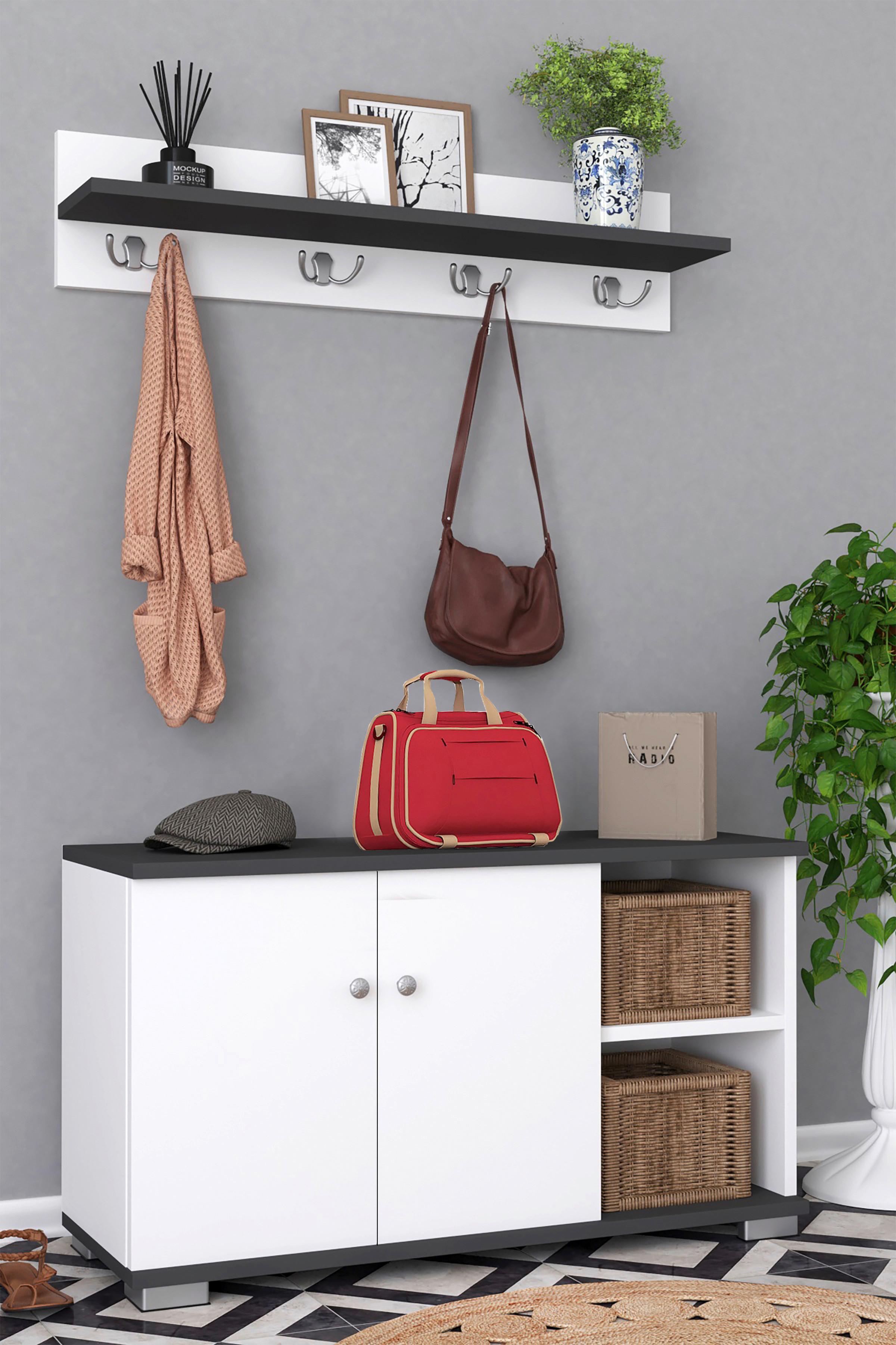 Predsoba Gados, Bela, Siva - bela/antracit, Moderno, leseni material (90/82/33cm) - MID.YOU
