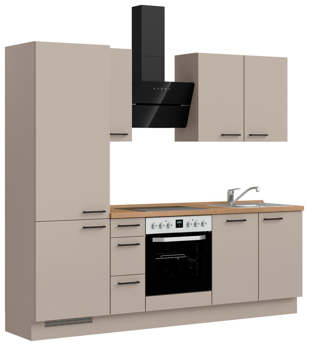 Küchenblock Easytouch High m. Geräten Sandfarben - Sandfarben/Eichefarben, MODERN, Holzwerkstoff/Metall (240cm) - Nobilia