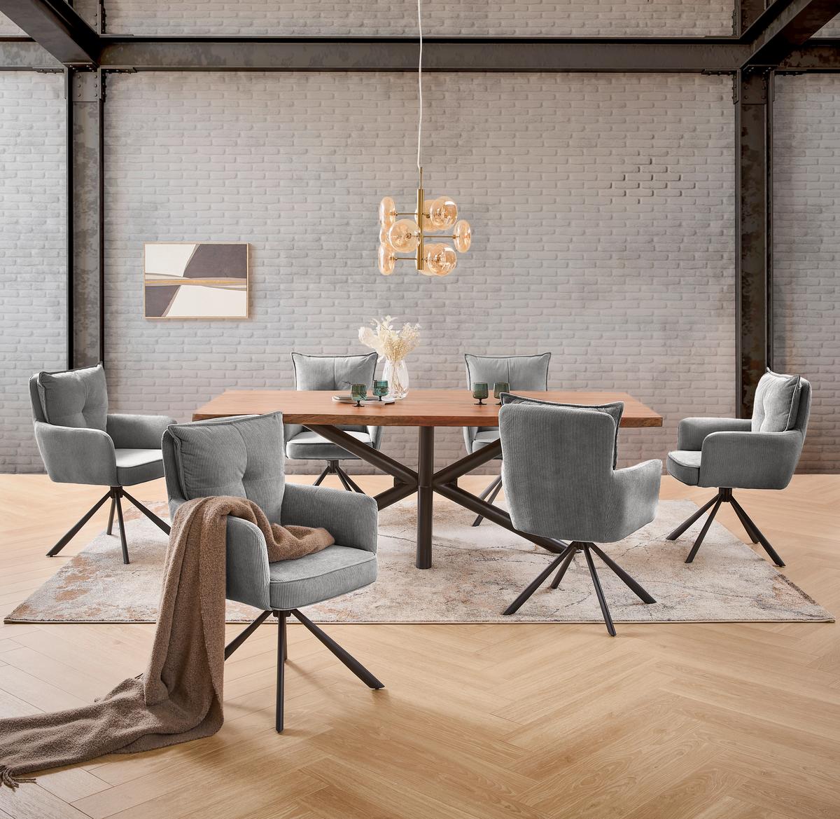 KRZESŁO Z PODŁOKIETNIKAMI POINT - czarny/taupe, Design, metal/tkanina (60/95/67cm) - Novel