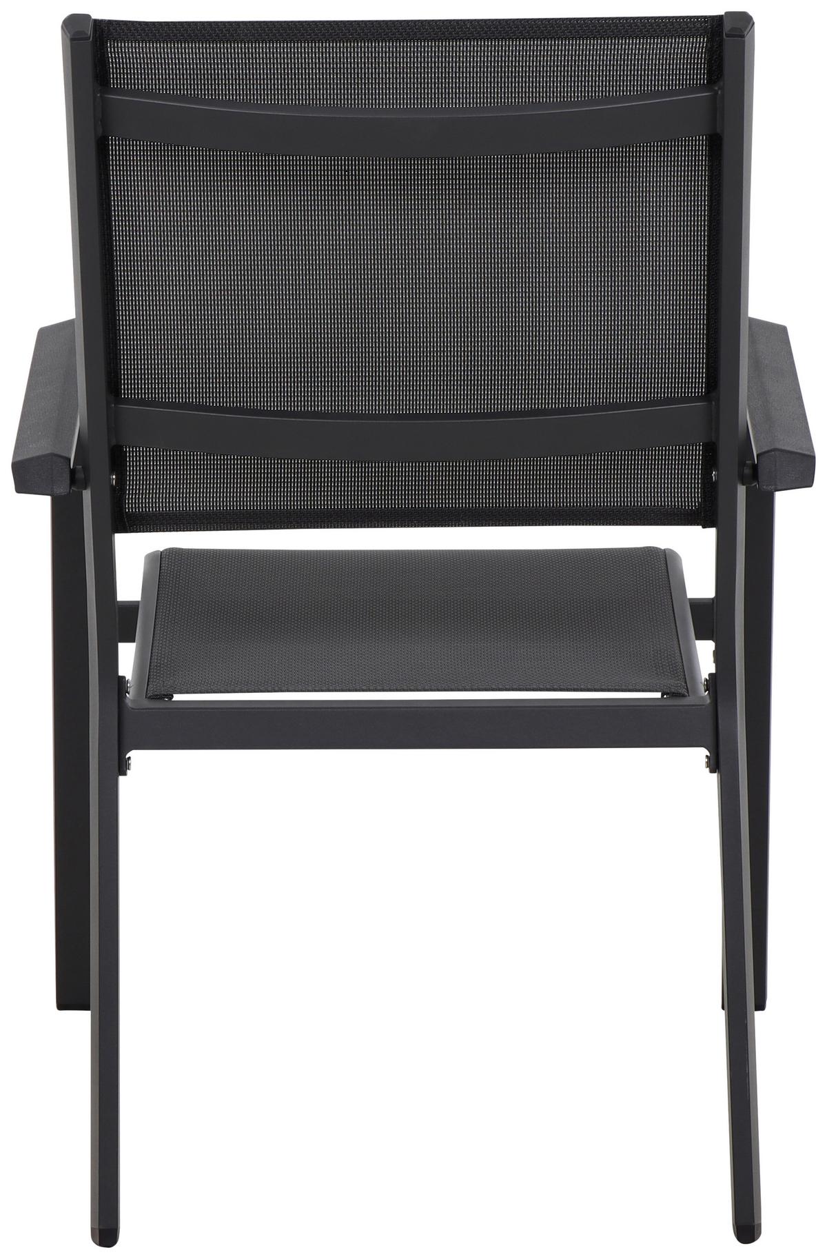 Gartensessel stapelbar Tesoro Aluminium/Textil - Anthrazit/Schwarz, KONVENTIONELL, Kunststoff/Textil (63/97/67cm) - Siena Garden