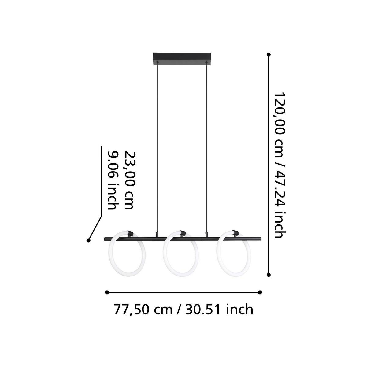 Led-hängeleuchte 900562_caranacoa - Weiss/Schwarz, Design, Kunststoff/Metall (78/23/110cm) - Eglo
