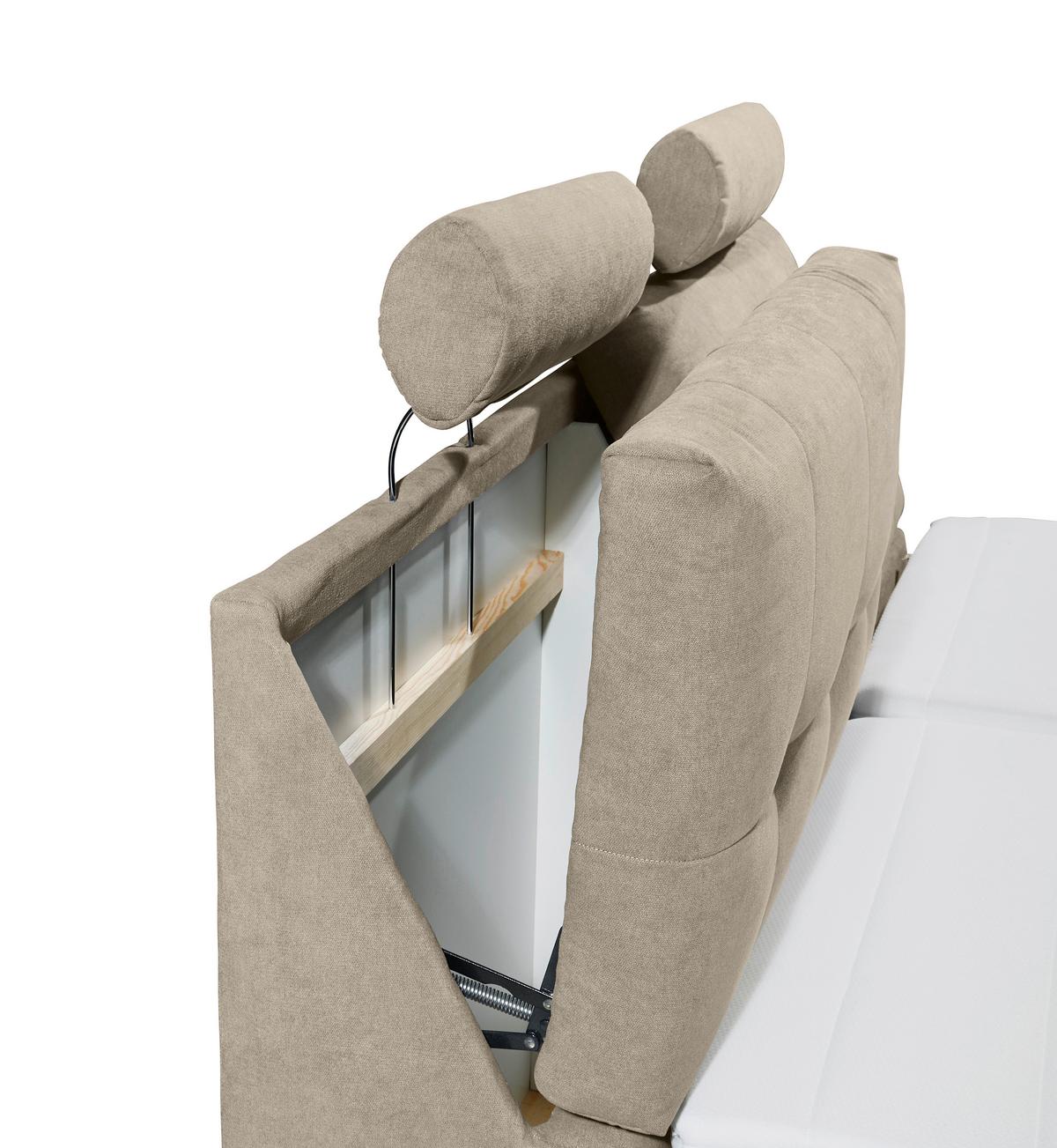 Boxspringbett Palermo elektrisch 180x200cm Sandfarb. - Sandfarben/Silberfarben, MODERN, Holzwerkstoff/Kunststoff (180/200cm) - MID.YOU