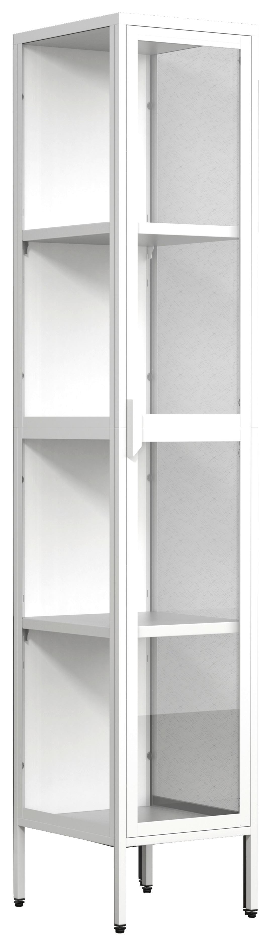 Vitrine Floka XL Weiß - Transparent/Weiß, Design, Glas/Metall (30/160/35cm) - MID.YOU