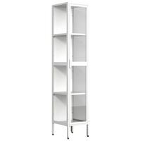 Vitrine Floka XL Weiß - Transparent/Weiß, Design, Glas/Metall (30/160/35cm) - MID.YOU