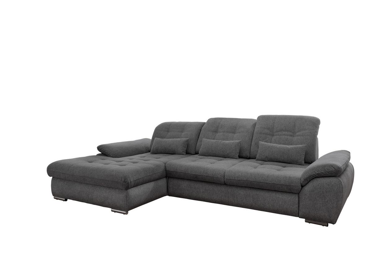 Ecksofa Rigatti mit Bettkasten ca. 184x314 cm Anthrazit - Chromfarben/Anthrazit, MODERN, Textil/Metall (184/314cm) - Livetastic