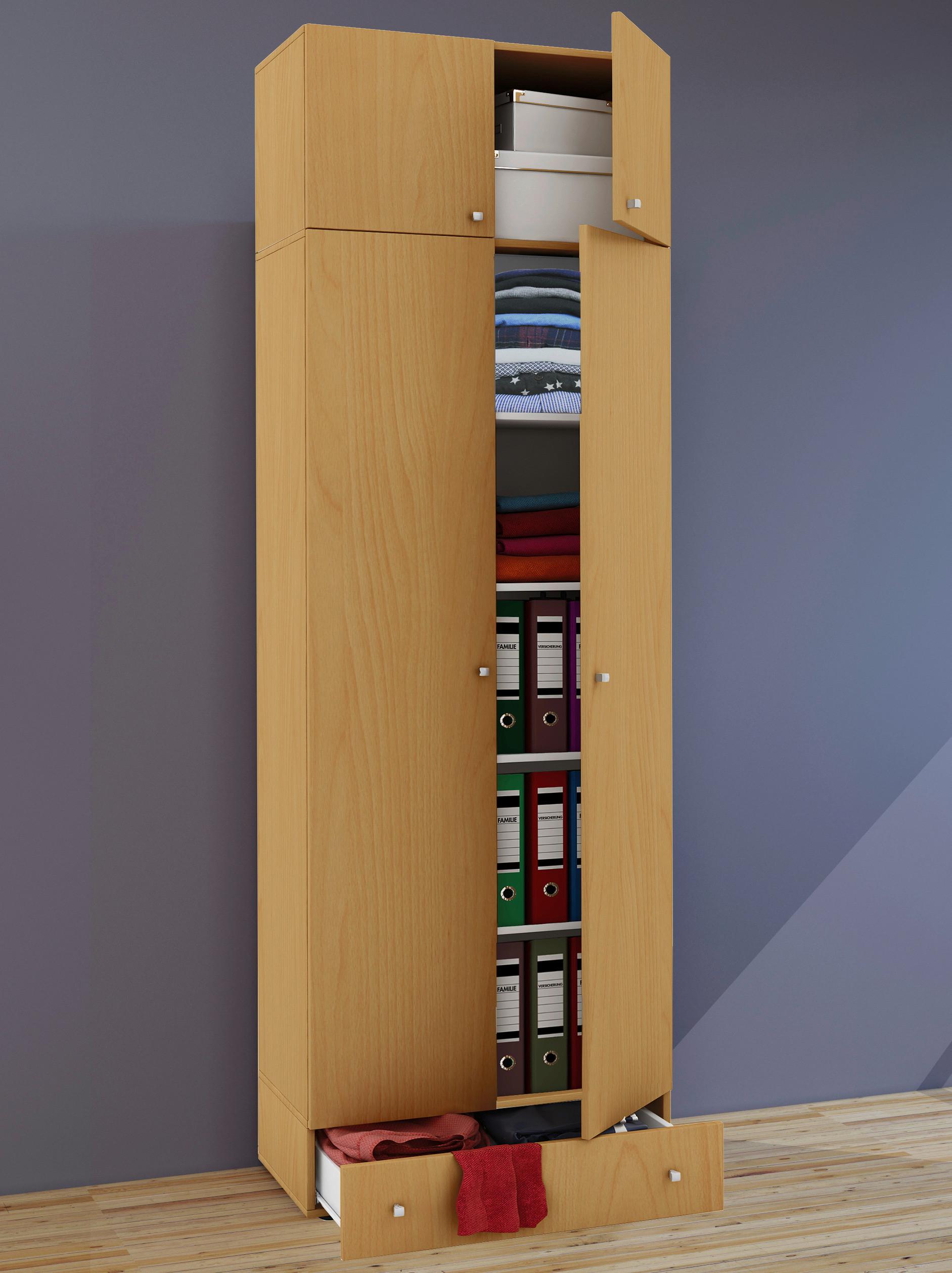 Večnamenska Omara Vandol I, Bukev - srebrne barve/barve bukve, Moderno, umetna masa/leseni material (70/238/39cm) - MID.YOU