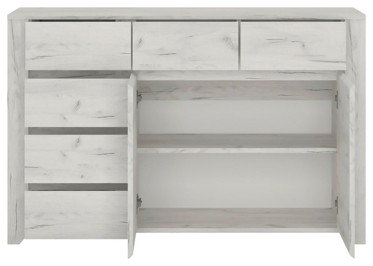 Komoda Angel - boje hrasta/crna, Moderno, drvni materijal/plastika (118,7/76,5/40,2cm)