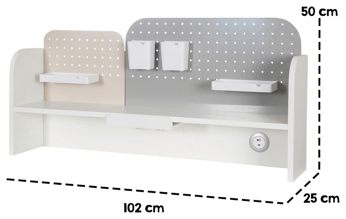 Íróasztal Kiegészítő Elem Smart Grow - kasmírszínű/fehér, Modern, faalapú anyag/fém (102/50/25cm) - Roba