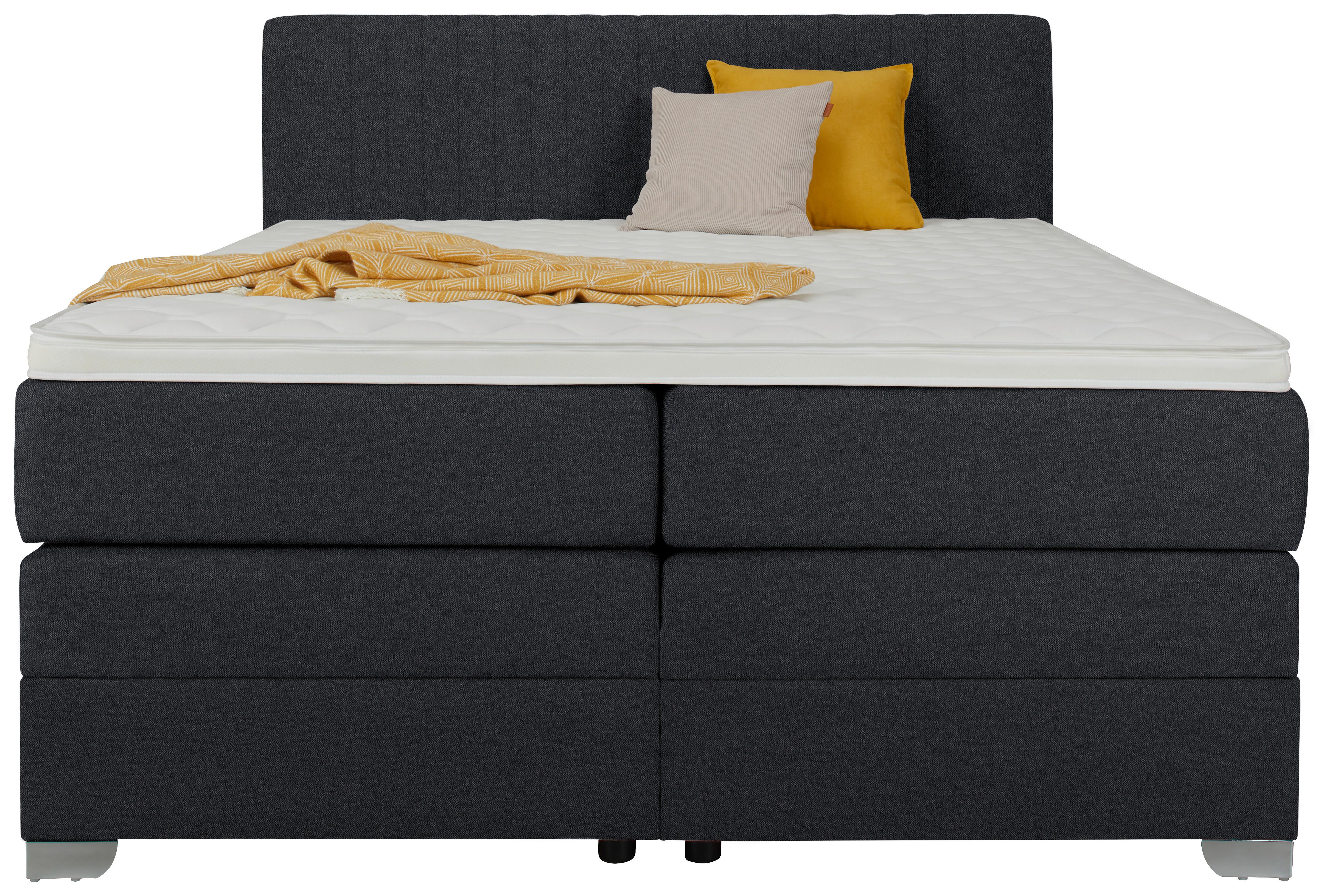 Boxspringbett Plura Anthrazit ca. 180x200cm - Chromfarben/Anthrazit, KONVENTIONELL, Holz/Holzwerkstoff (180/200cm) - Mömax