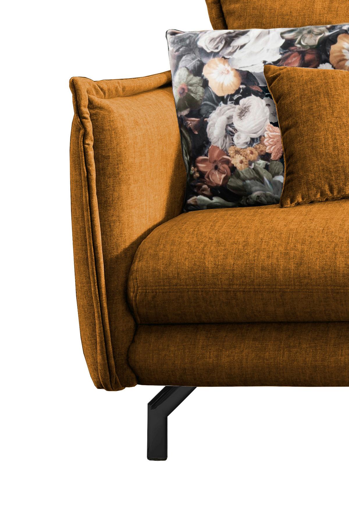 Wohnlandschaft Lava Gelb Velours - Gelb/Multicolor, MODERN, Textil/Metall (255/180cm) - Livetastic