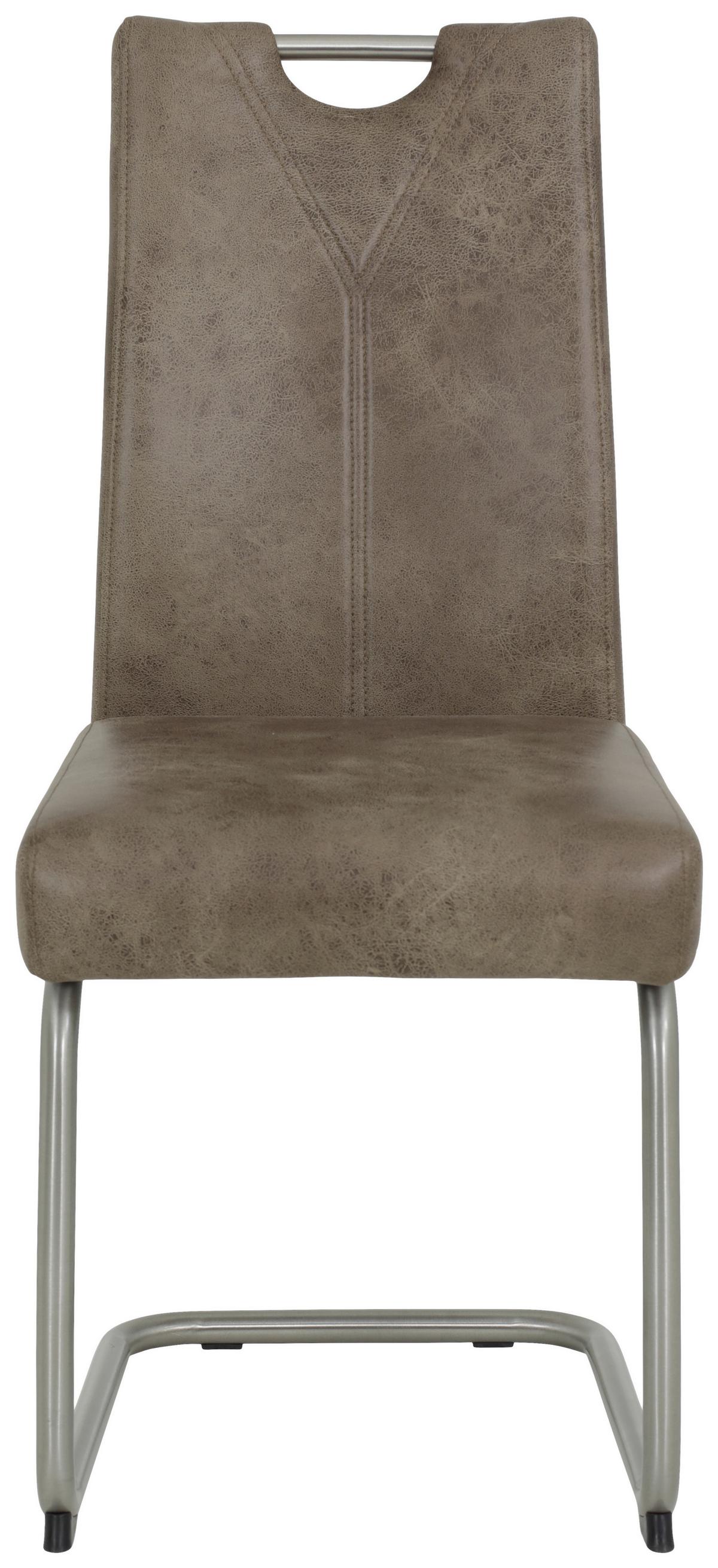 Schwingstuhl gepolstert 4er-Set - Schlammfarben/Edelstahlfarben, MODERN, Textil/Metall (43/99/58cm) - MID.YOU