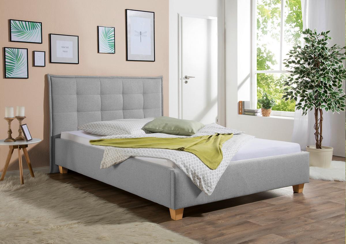 Polsterbett Tracy Hellgrau ca. 100x200 cm - Hellgrau/Naturfarben, MODERN, Holz/Textil (100/200cm) - Livetastic