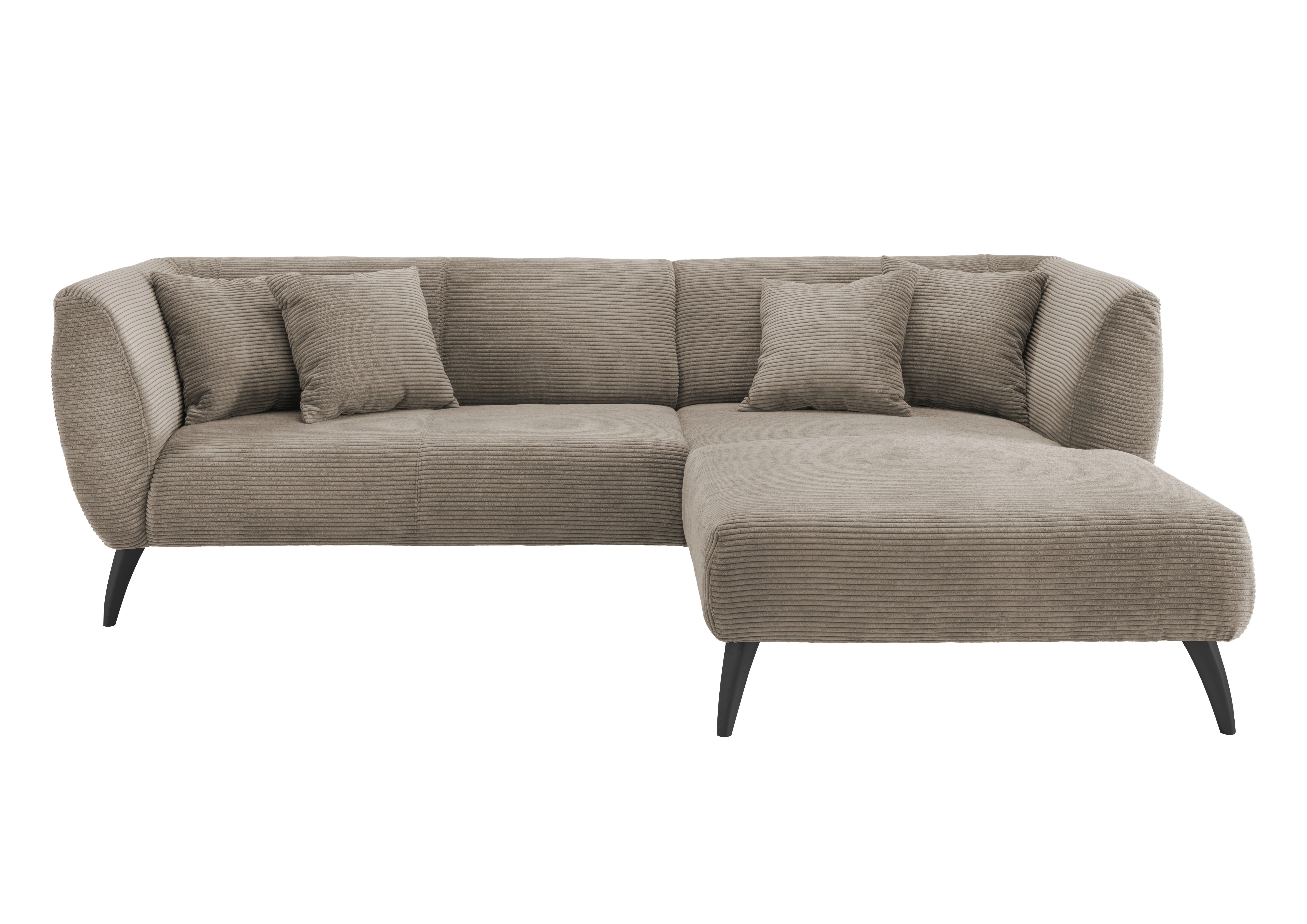 Wohnlandschaft Colori Graubraun Cord - Graubraun/Schwarz, MODERN, Holz/Textil (264/160cm) - MID.YOU