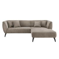 Wohnlandschaft Colori Graubraun Cord - Graubraun/Schwarz, MODERN, Holz/Textil (264/160cm) - MID.YOU