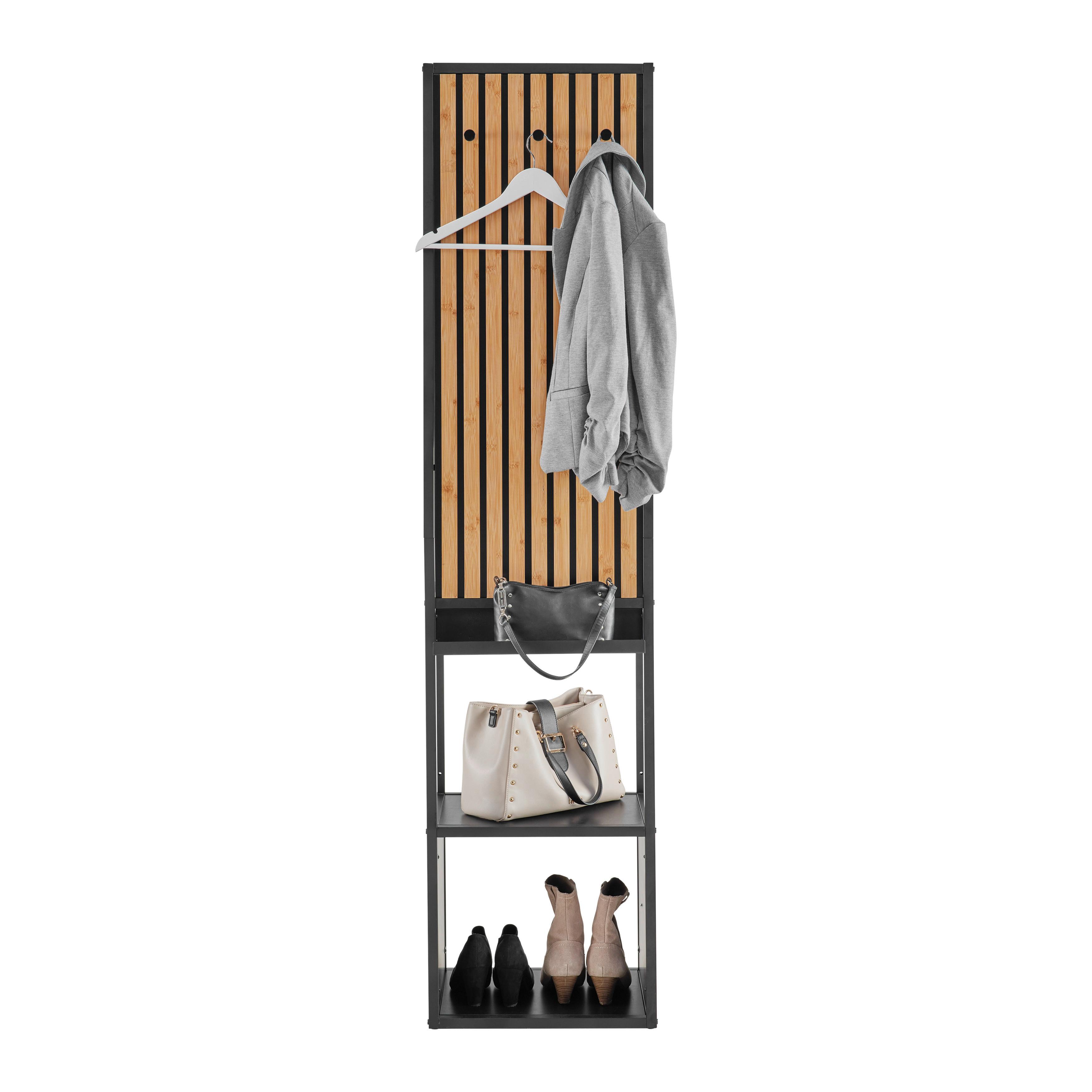 HALLMÖBEL PANELO -EXKLUSIV- - svart/naturfärgad, Modern, metall/trämaterial (44/186/34cm) - Mömax