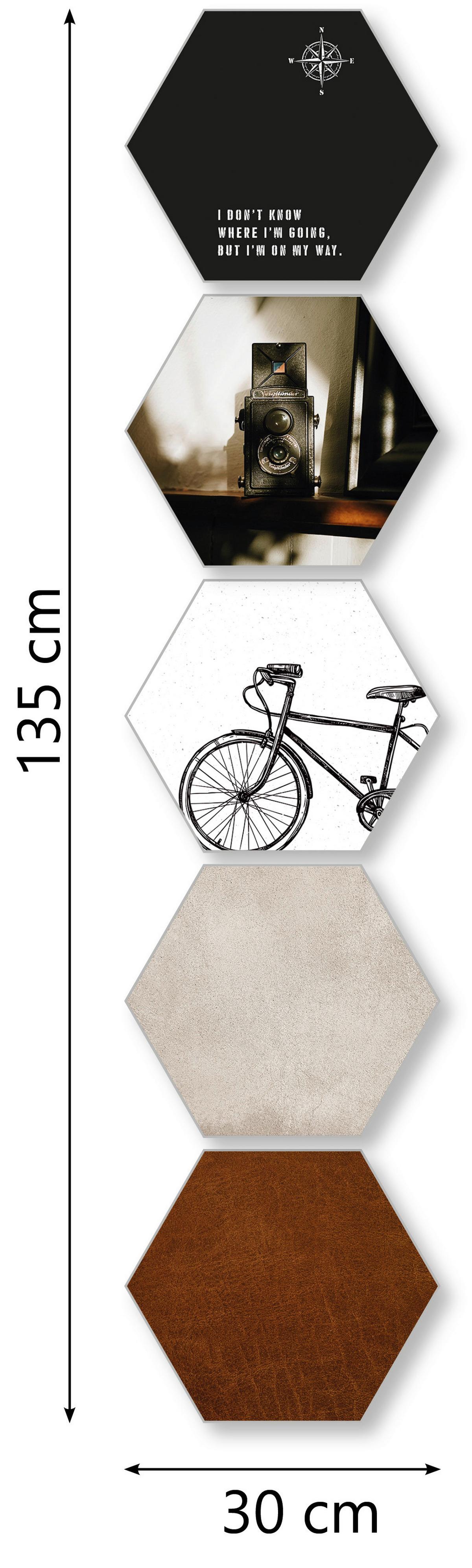 Képszett Hexagon - barna/fekete, műanyag (30/25cm) - Modern Living