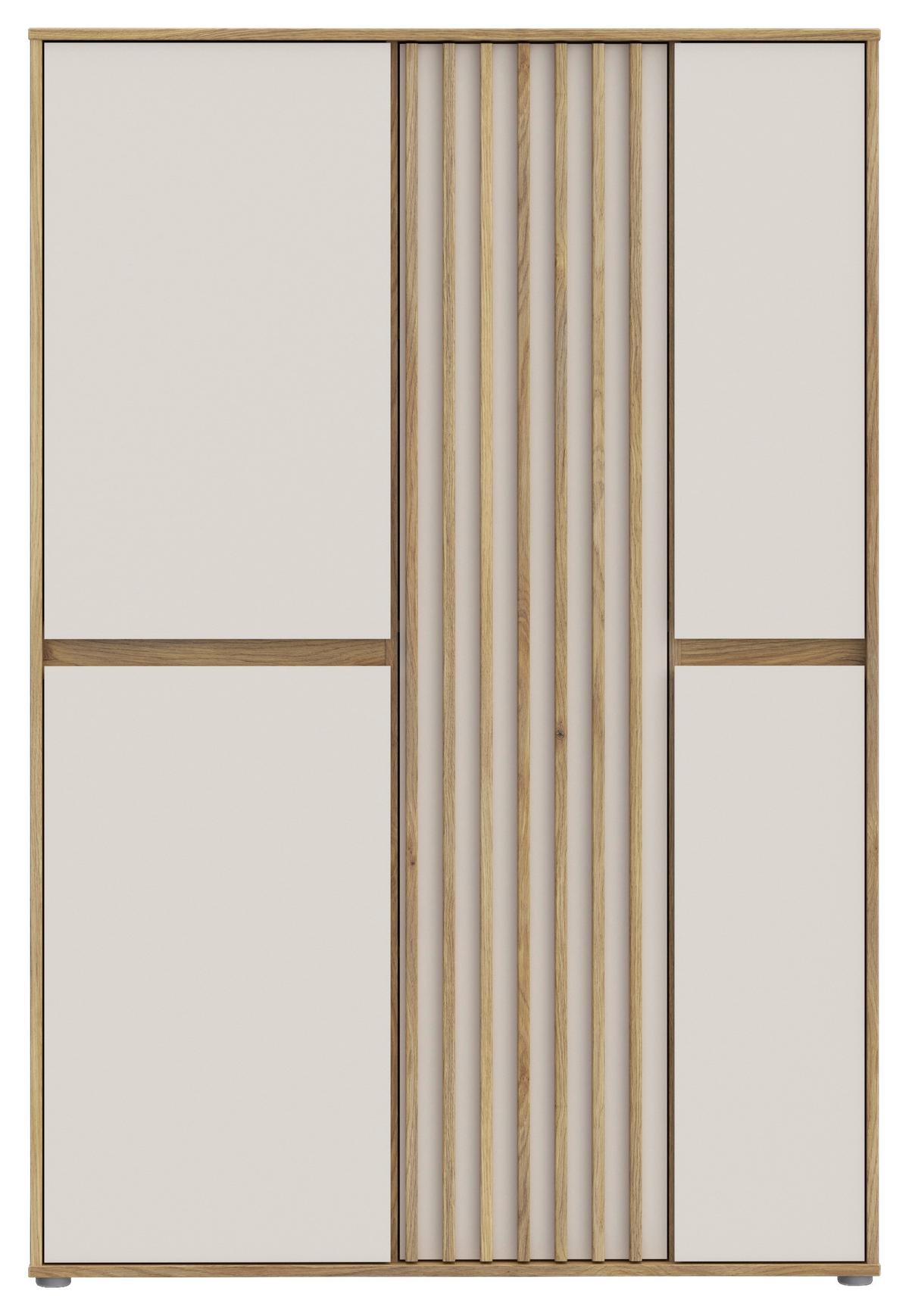 Comodă înaltă ELISTON - culoare lemn stejar/nisipiu, Natur, plastic/material pe bază de lemn (109,3/161,7/41,5cm) - Modern Living