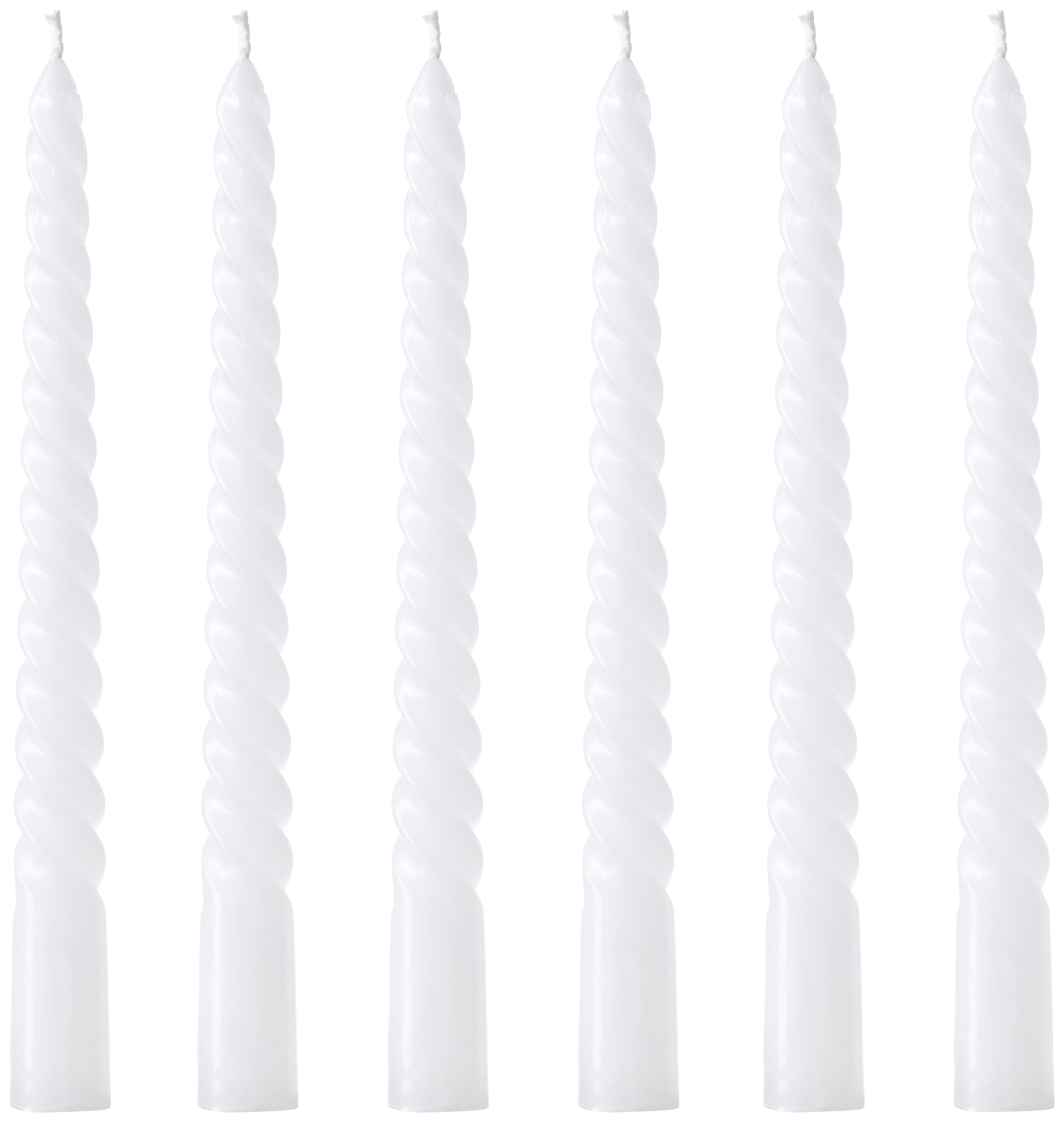 Stabkerze Twisto II in Weiss, 6-teilig - Weiss, Modern (2/20cm) - Modern Living