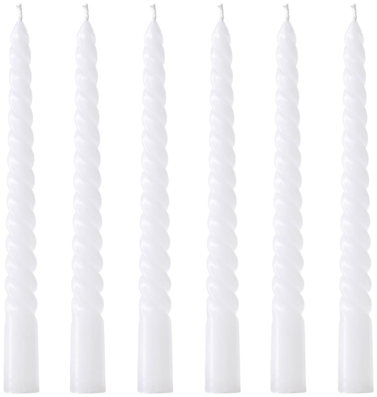 Stabkerze Twisto II in Weiß, 6-teilig - Weiß, MODERN (2/20cm) - Modern Living