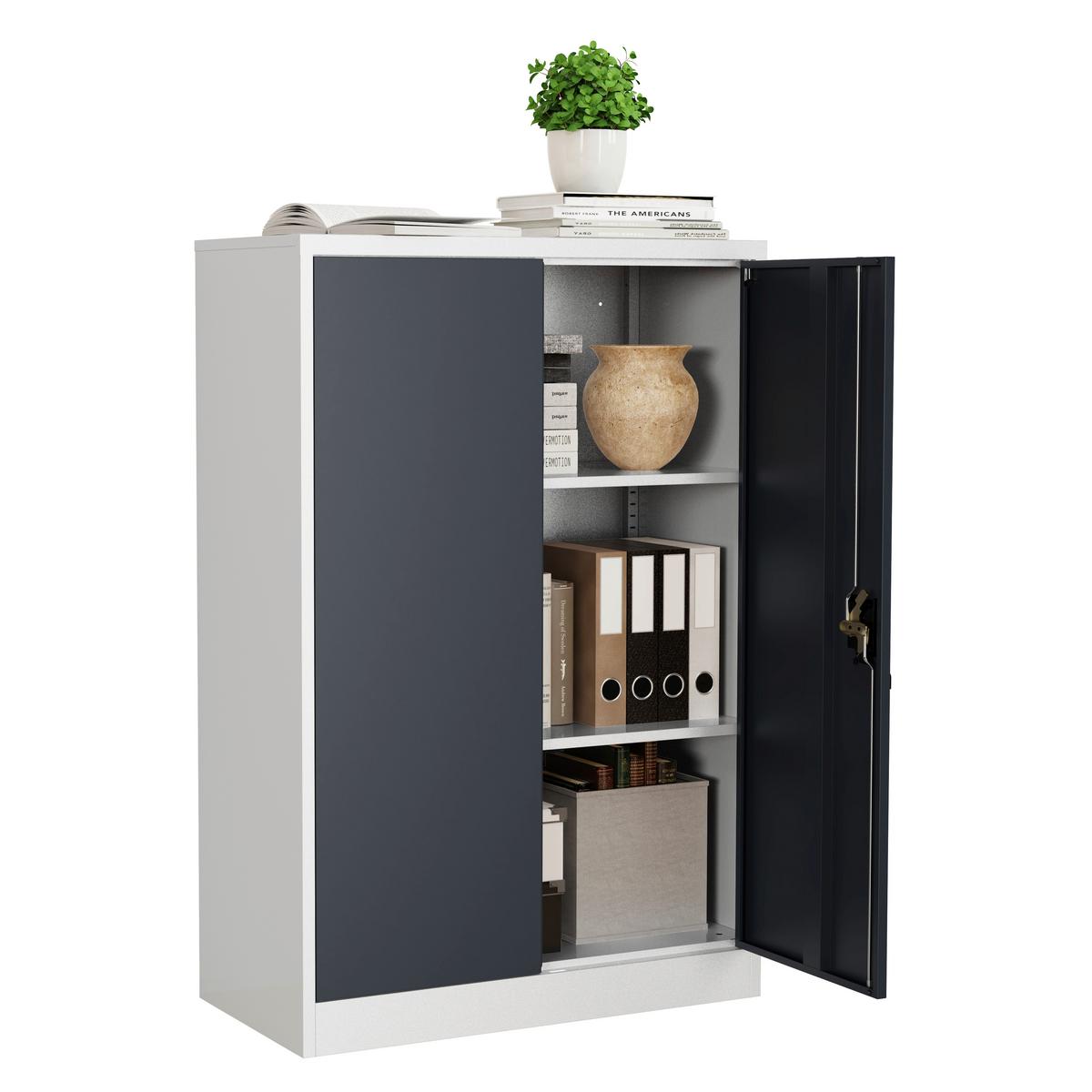 Aktenschrank Malivo - Weiss/Anthrazit, Konventionell, Metall (80/120/40cm) - MID.YOU