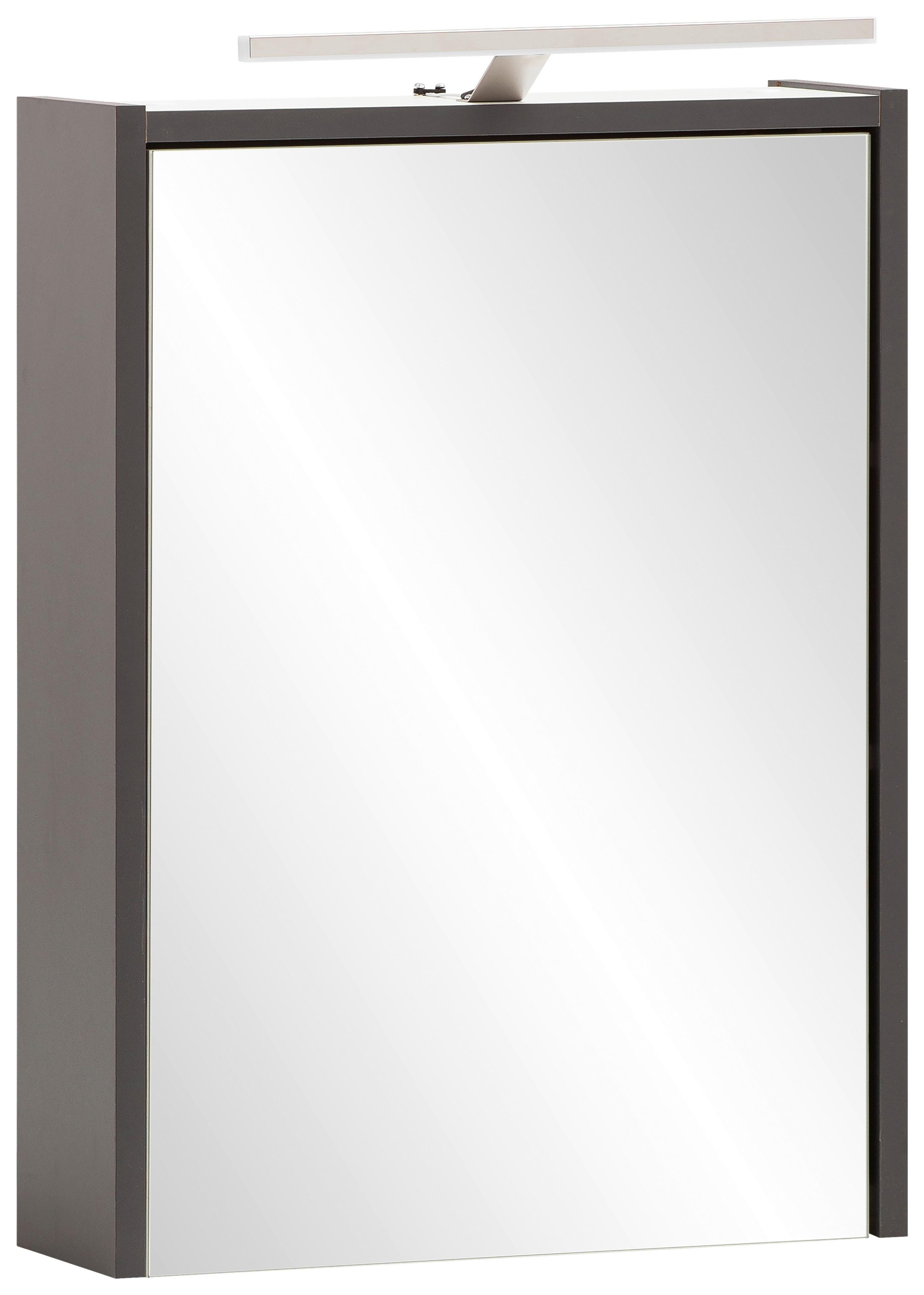 Omara Z Ogledalom Katta, Antracit, Osvetlitev - antracit, Moderno, steklo/leseni material (43,5/64/16cm) - Stylife