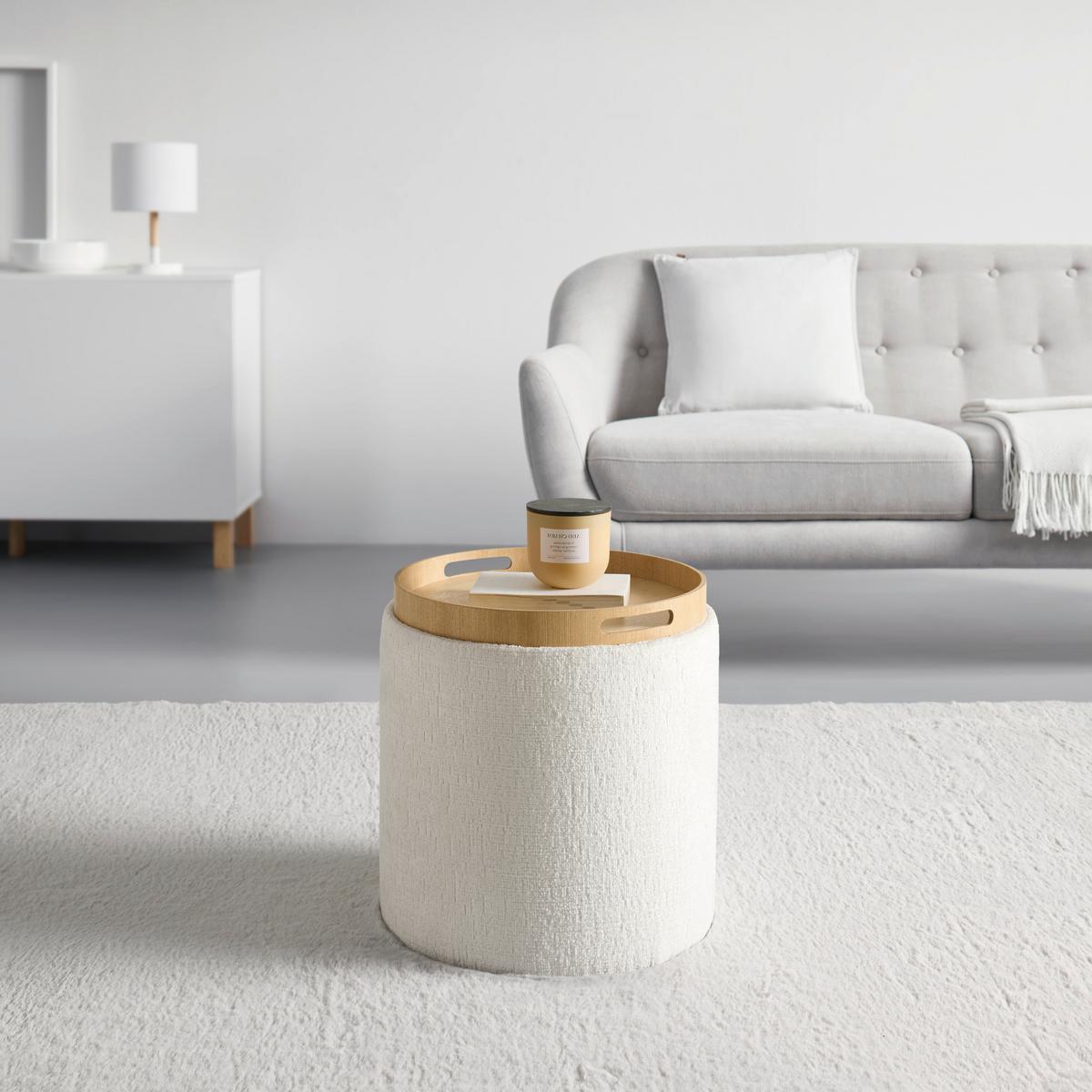 Ülőke-kisasztal Chessy - fehér, Modern, faalapú anyag/textil (39,5/40.5cm) - Mömax
