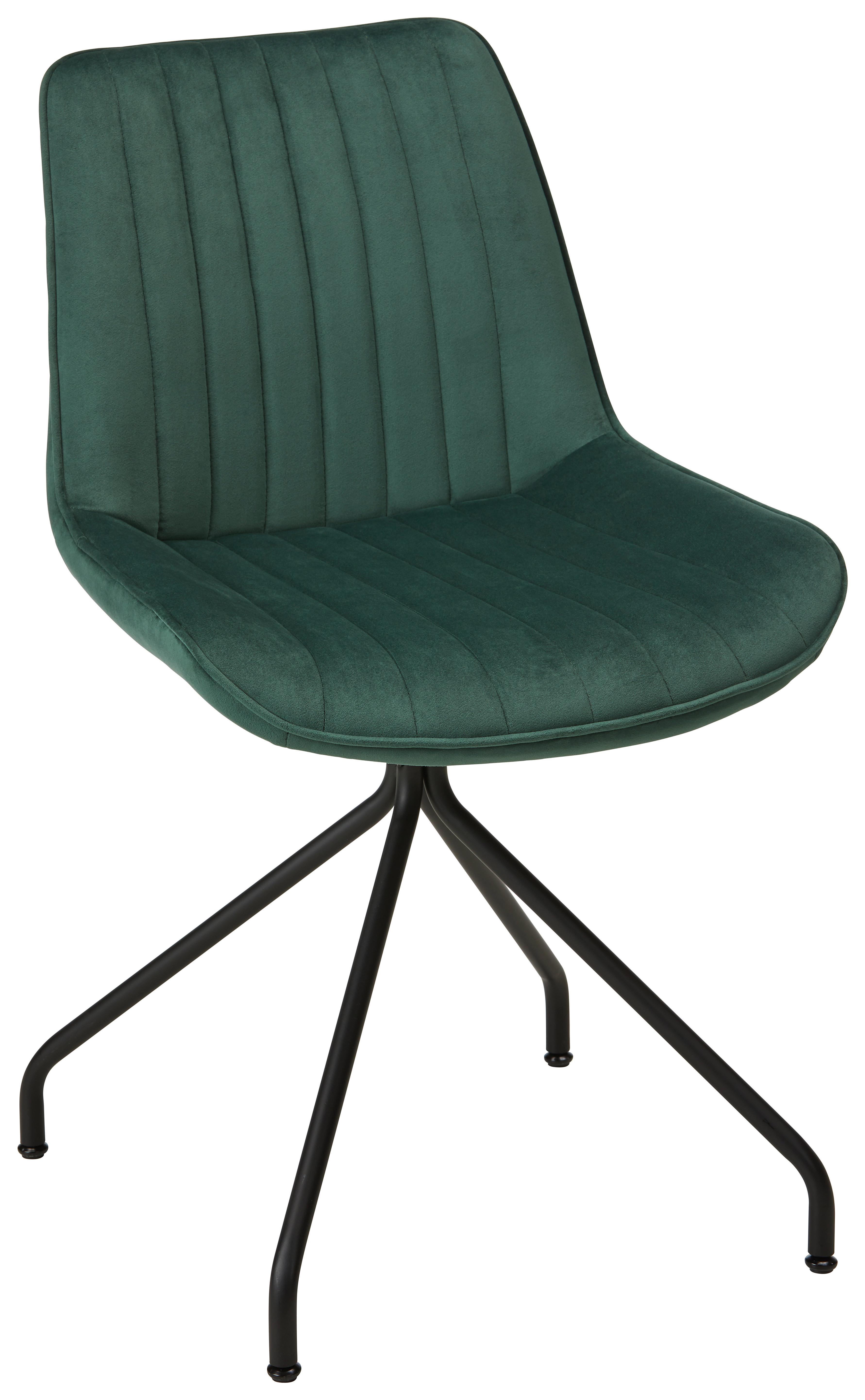 Stuhl Mattheo in Grün Samtbezug - Schwarz/Grau, MODERN, Textil/Metall (50/83,5/51cm) - Mömax