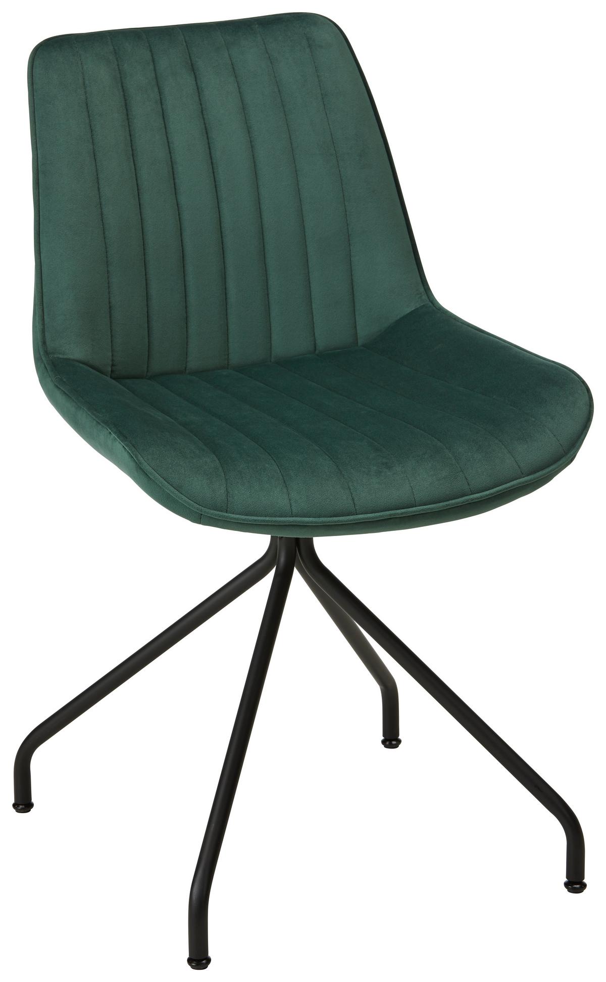 Stuhl Mattheo in Grün Samtbezug - Schwarz/Grau, MODERN, Textil/Metall (50/83,5/51cm) - Mömax