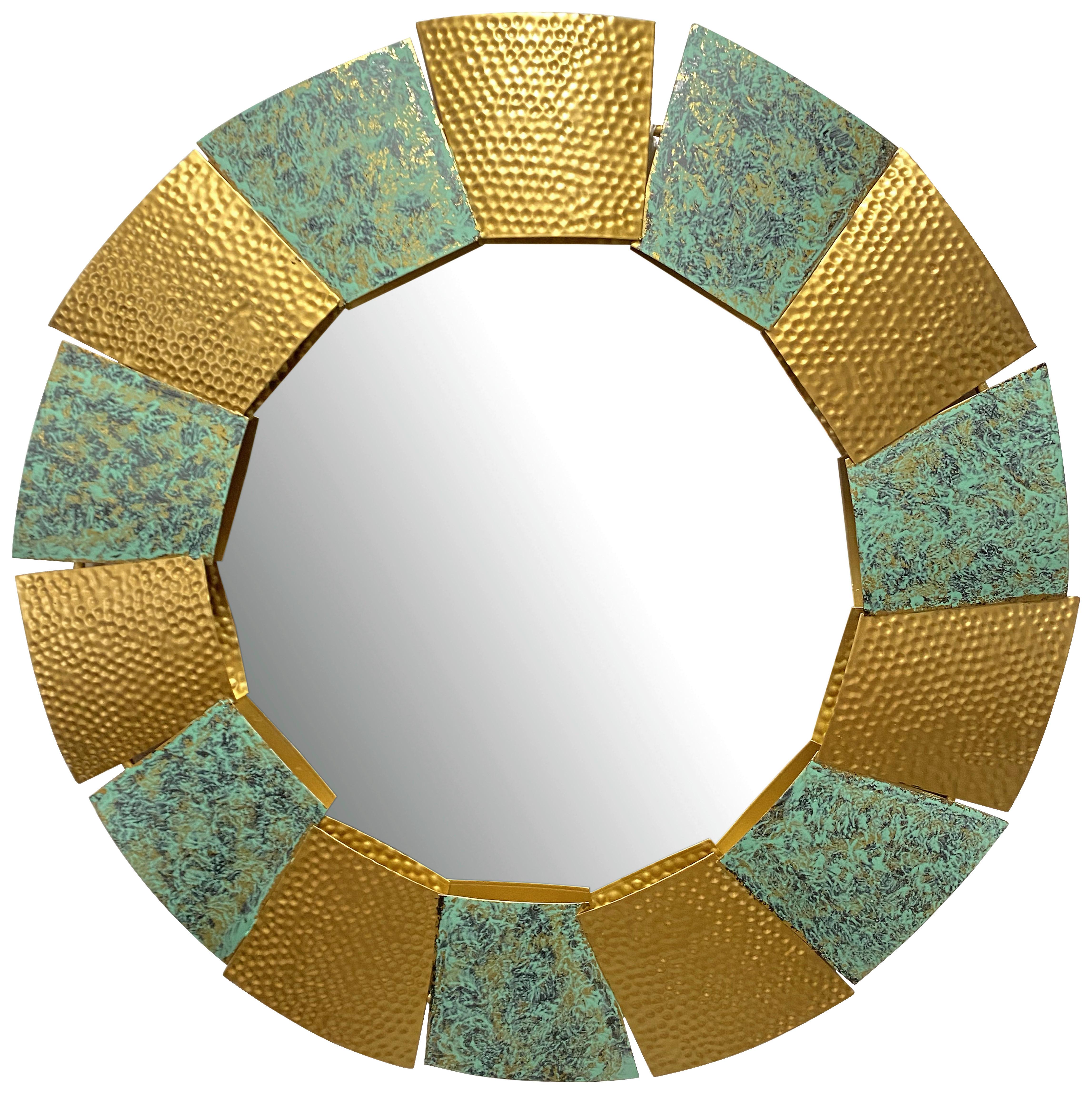 WANDSPIEGEL WL7.123 - Goldfarben/Grün, Design, Glas/Metall (63/63/4cm) - MID.YOU