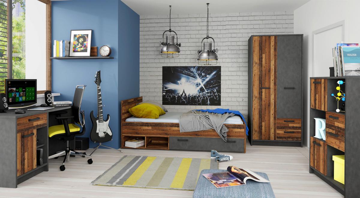 Ormar S Klasičnim Vratima Nubi - tamno siva/boje starog hrasta, Moderno, drvni materijal/plastika (87/196/60cm) - Modern Living