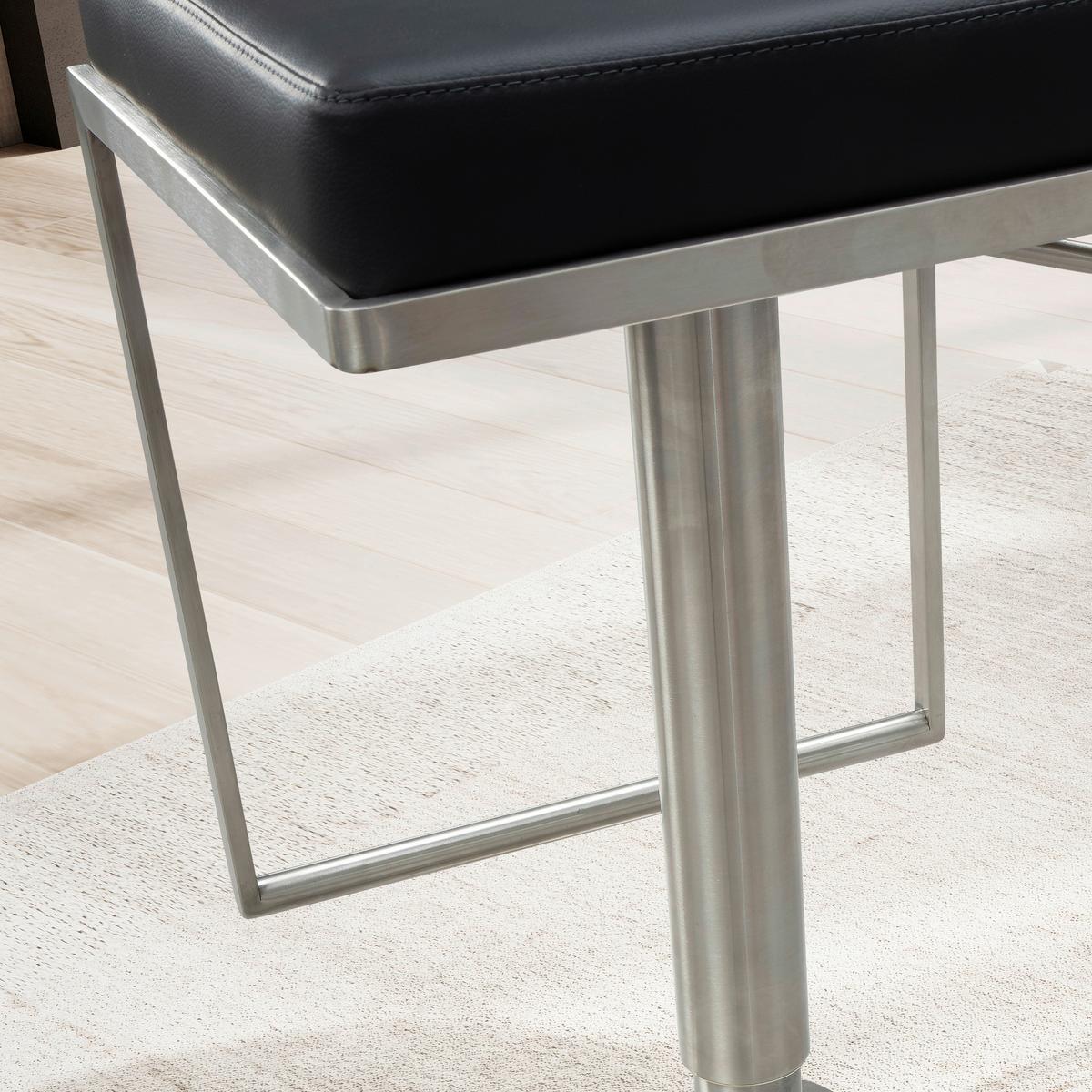 Barski Stol Talia, Črna - srebrne barve/črna, Design, kovina/tekstil (38/91/39cm) - MID.YOU