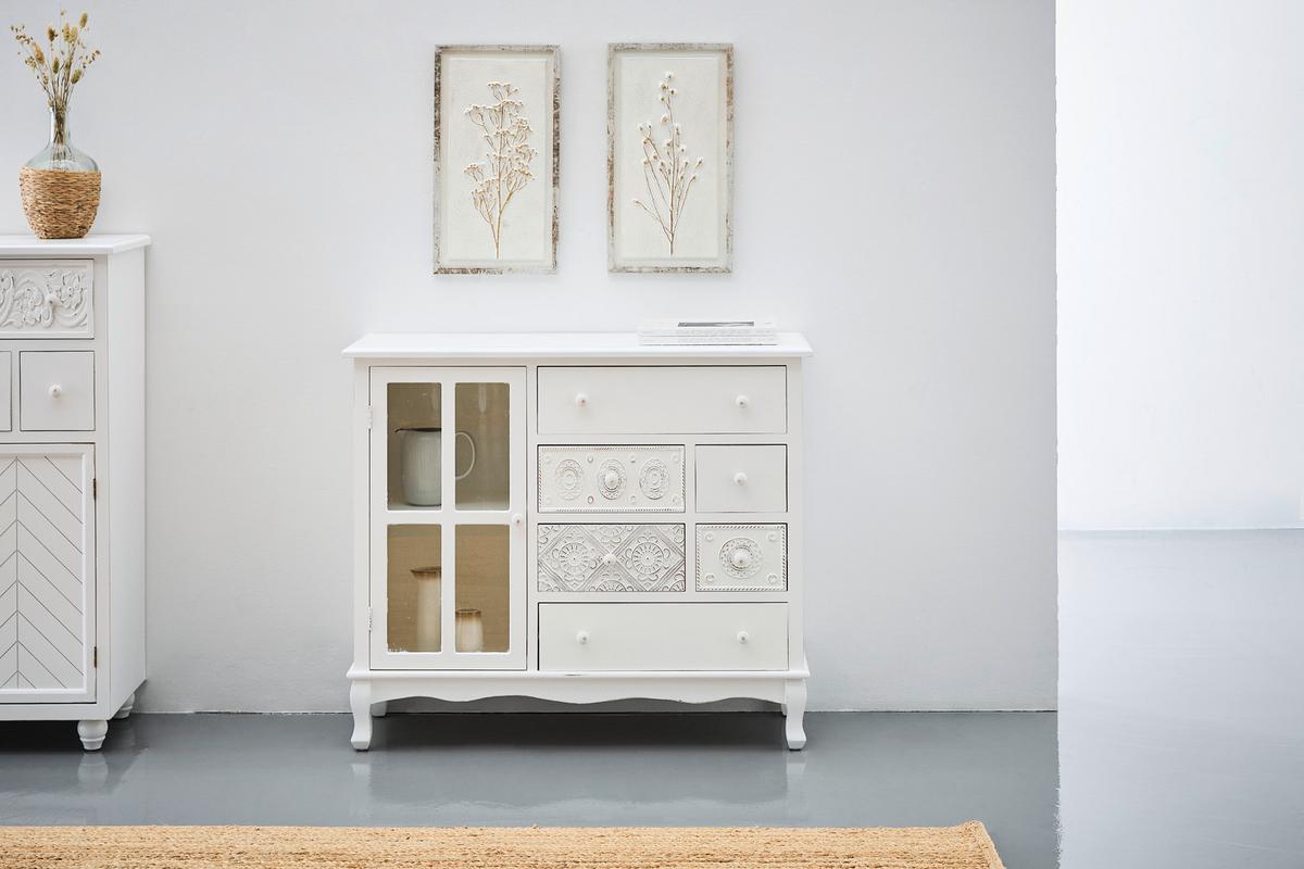KOMODA CELIN - biały, Romantik / Landhaus, materiał drewnopochodny/drewno (106/90/36,5cm) - Landscape