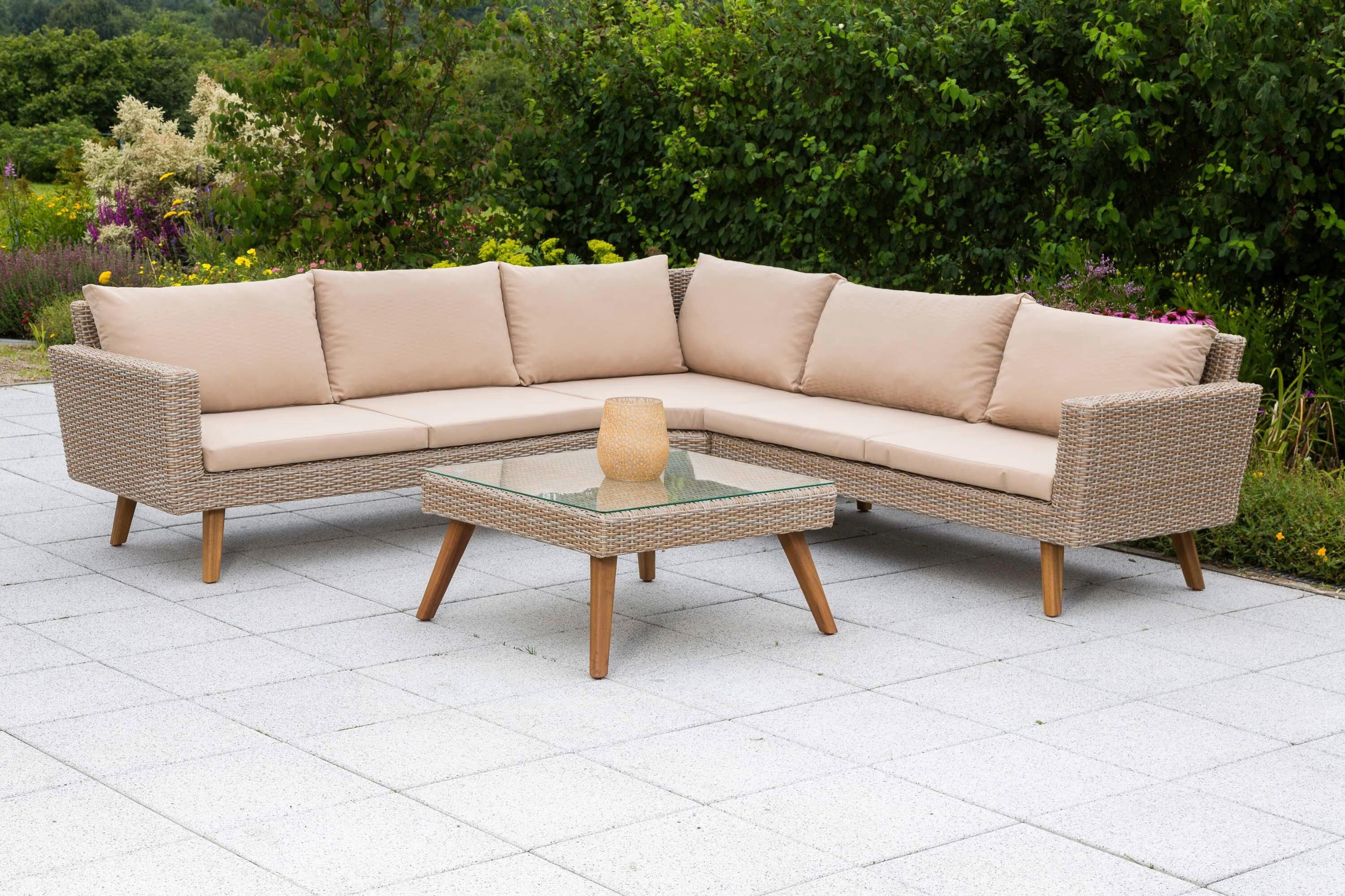 Lounge Garnitura Pamplona, Naravna Barva, Z Blazinami - naravne barve, Konvencionalno, kovina/umetna masa - Gardenson