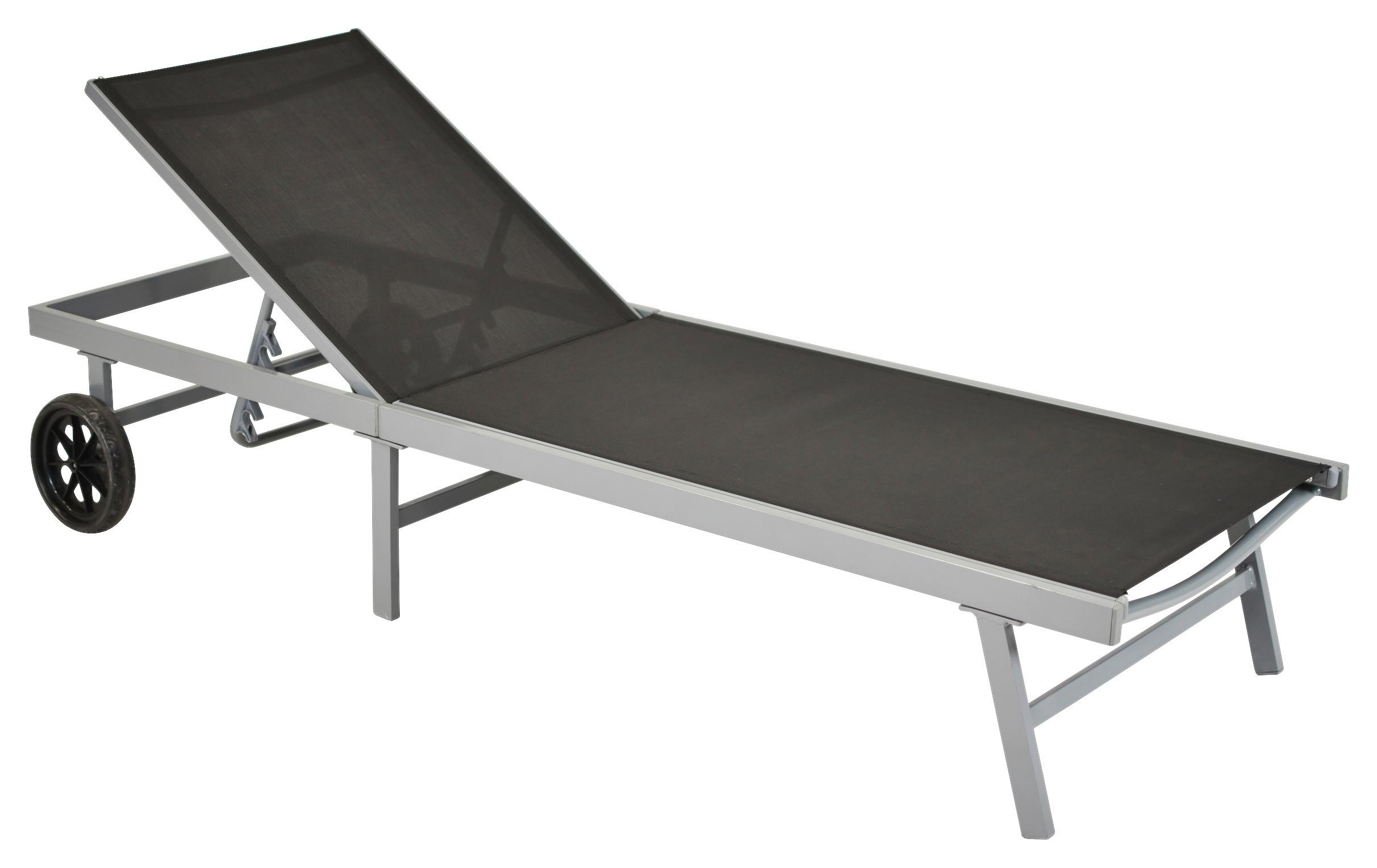 Vrtni Ležalnik Tessin, Črna - srebrne barve/siva, Moderno, kovina/umetna masa (201/98/65cm) - Gardenson