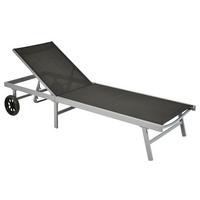 Gartenliege "Tessin" schwarz - Silberfarben/Grau, MODERN, Kunststoff/Metall (201/98/65cm) - Gardenson