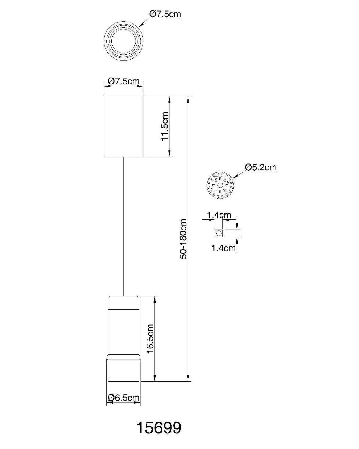 LED-HÄNGELEUCHTE 15699 ALVARADO - Schwarz, Design, Kunststoff/Metall (7,5/180cm) - Globo