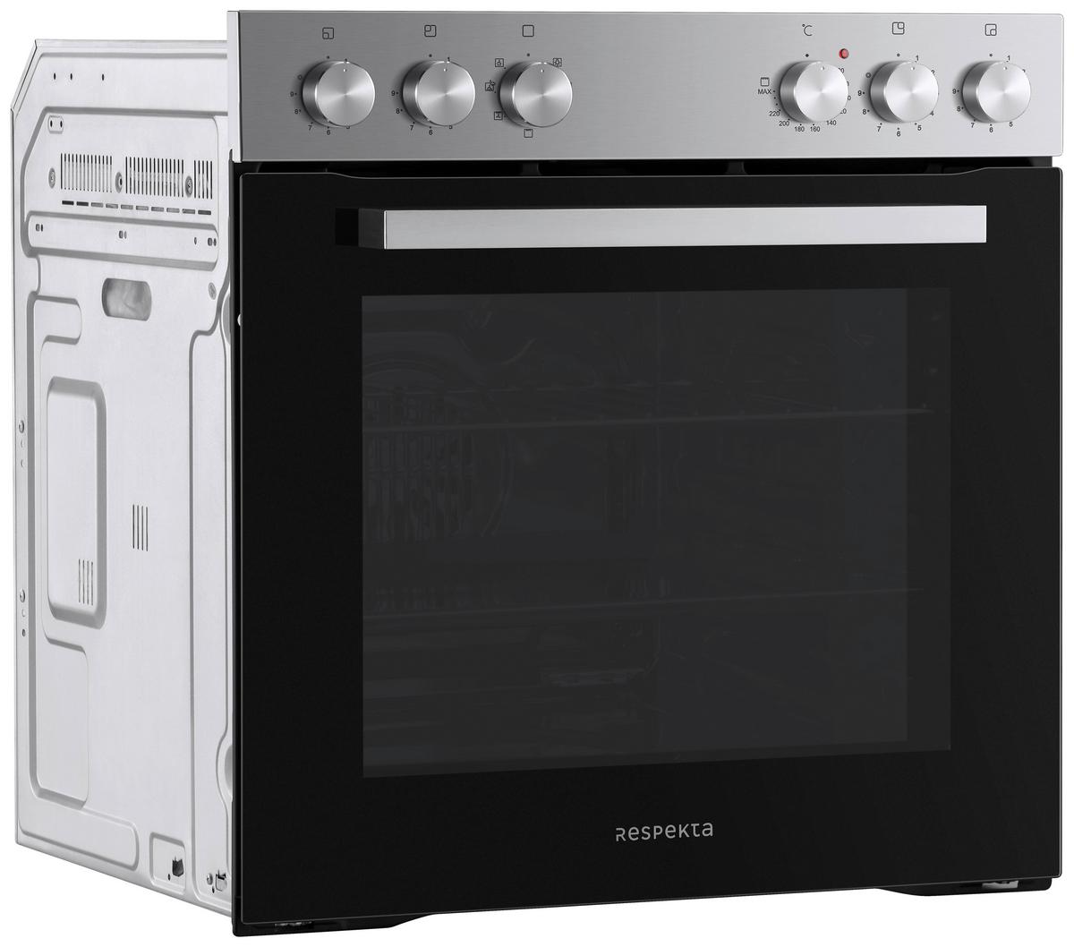 Herdset HS2201-26 Jamie Schwarz/Edelstahlfarben - Edelstahlfarben/Schwarz, Trend, Glas/Kunststoff (59,5/59,5/56,5cm) - Respekta